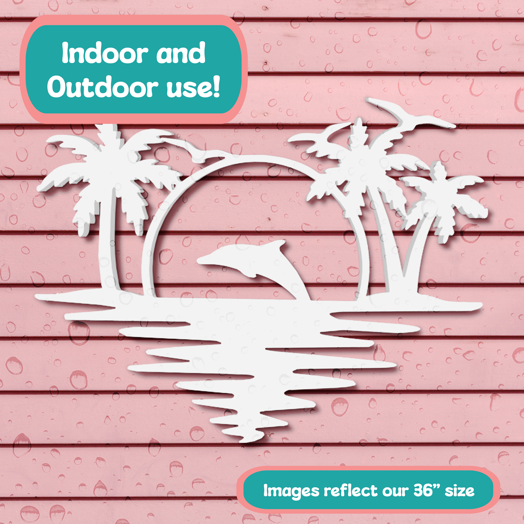 Outdoor Delfin Wandbild, Küste Wanddekoration Strandhaus, PVC Delfin Schild, 2 Fuß - Bild 9 von 11