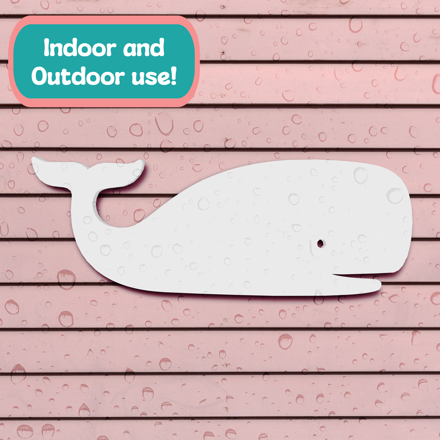 Outdoor Whale Sign, PVC Beach House Wall Art, Coastal Whale Decor, 3 Foot - Picture 9 of 11