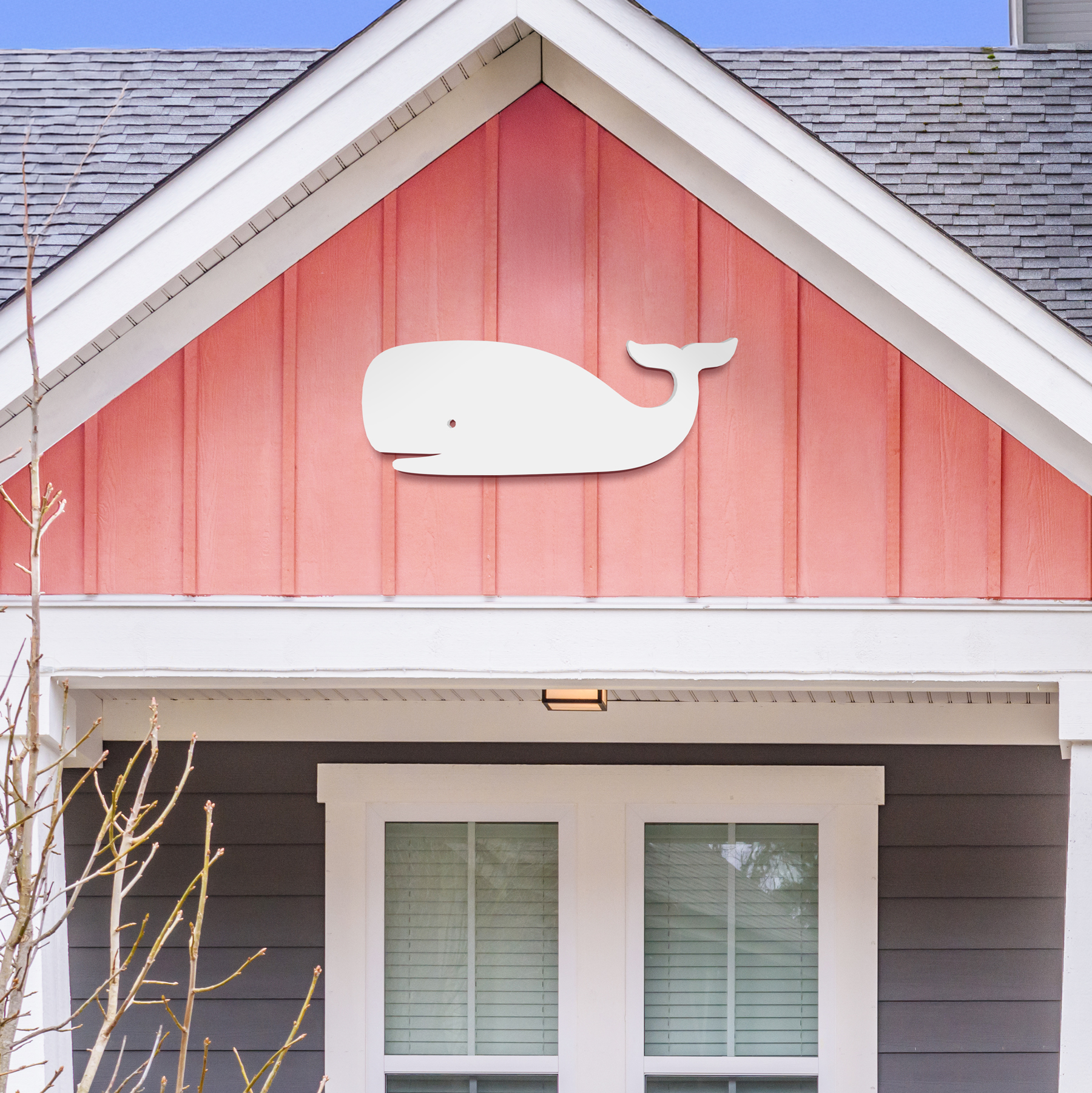 Outdoor Whale Sign, PVC Beach House Wall Art, Coastal Whale Decor, 3 Foot - Picture 5 of 11
