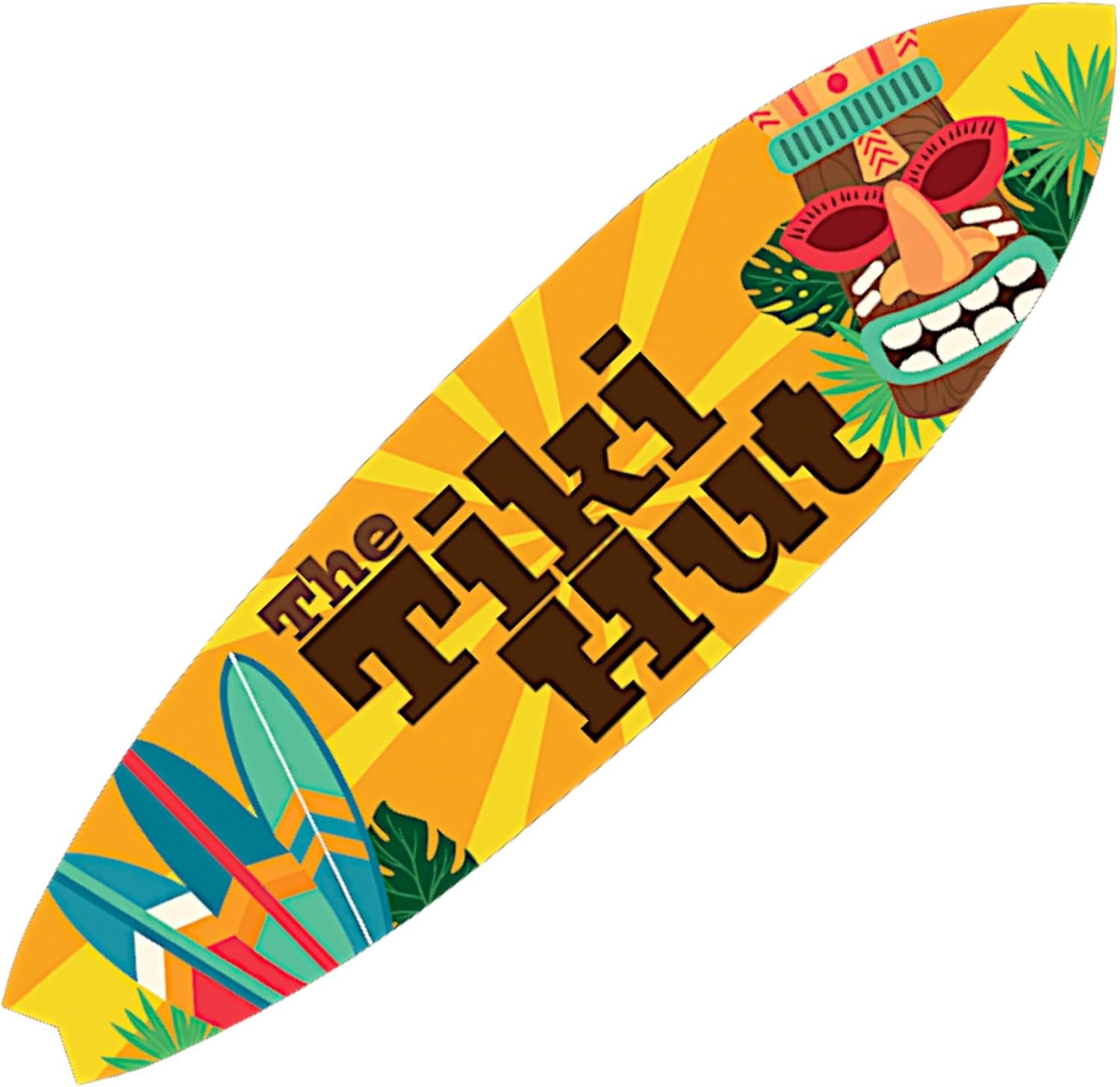 JennyGems Tiki Hut Surfboard Sign Hawaiian Indoor Outdoor Beach Wall Décor