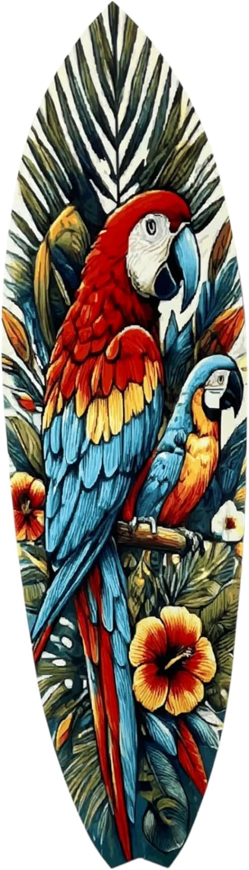 Outdoor Parrot Surfboard Wall Art Tropical Theme, Decorative PVC, 3 - 5 Feet