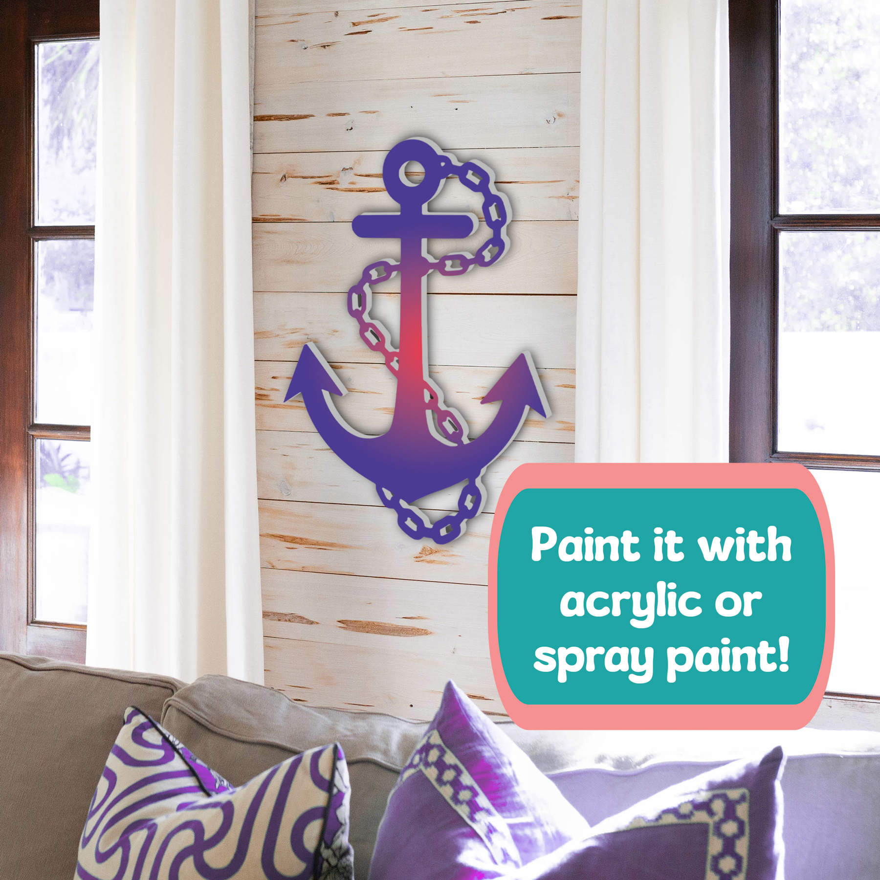 Outdoor Anchor Wall Decor, Nautical Beach Sign, PVC Ocean Marine Art - Bild 10 von 53