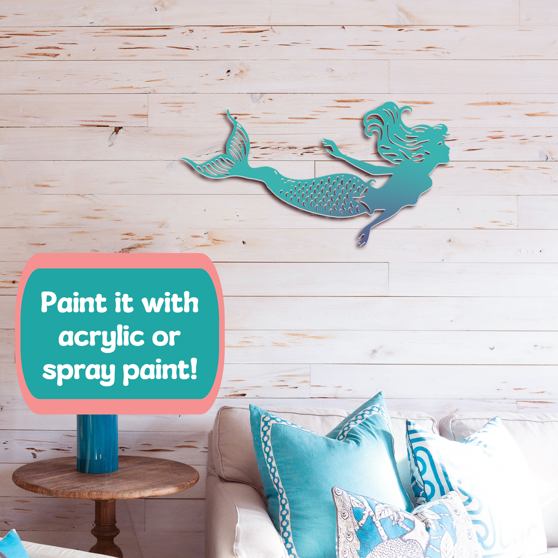 Decorazione a sirena da esterno arte da parete in PVC resistente alle intemperie, decorazione parete costiera - Foto 12 di 14