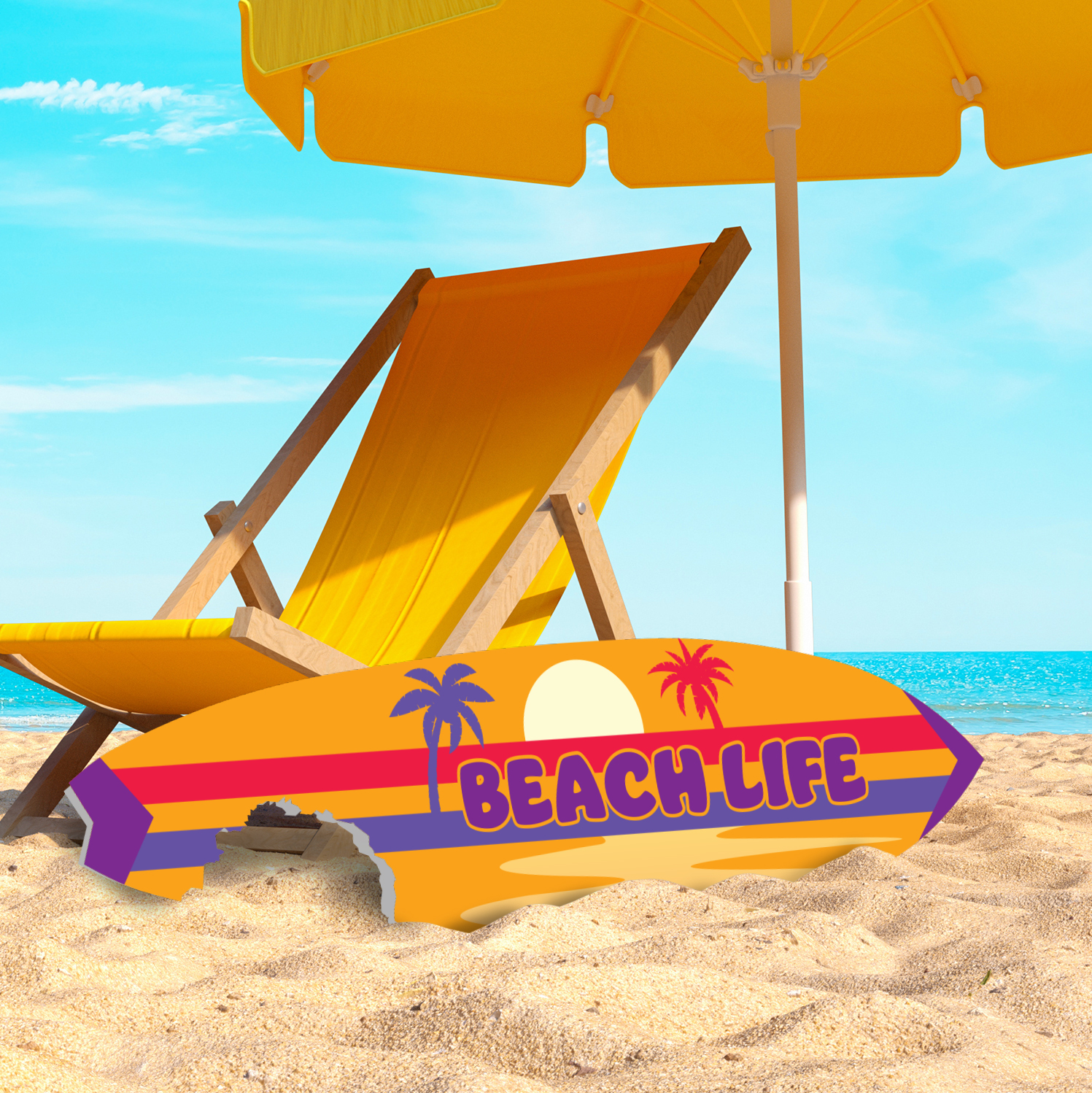 Outdoor Beach Life Surfboard Wall Art, Shark Bite, Weather Resistant PVC, 3 Foot - Picture 9 of 12