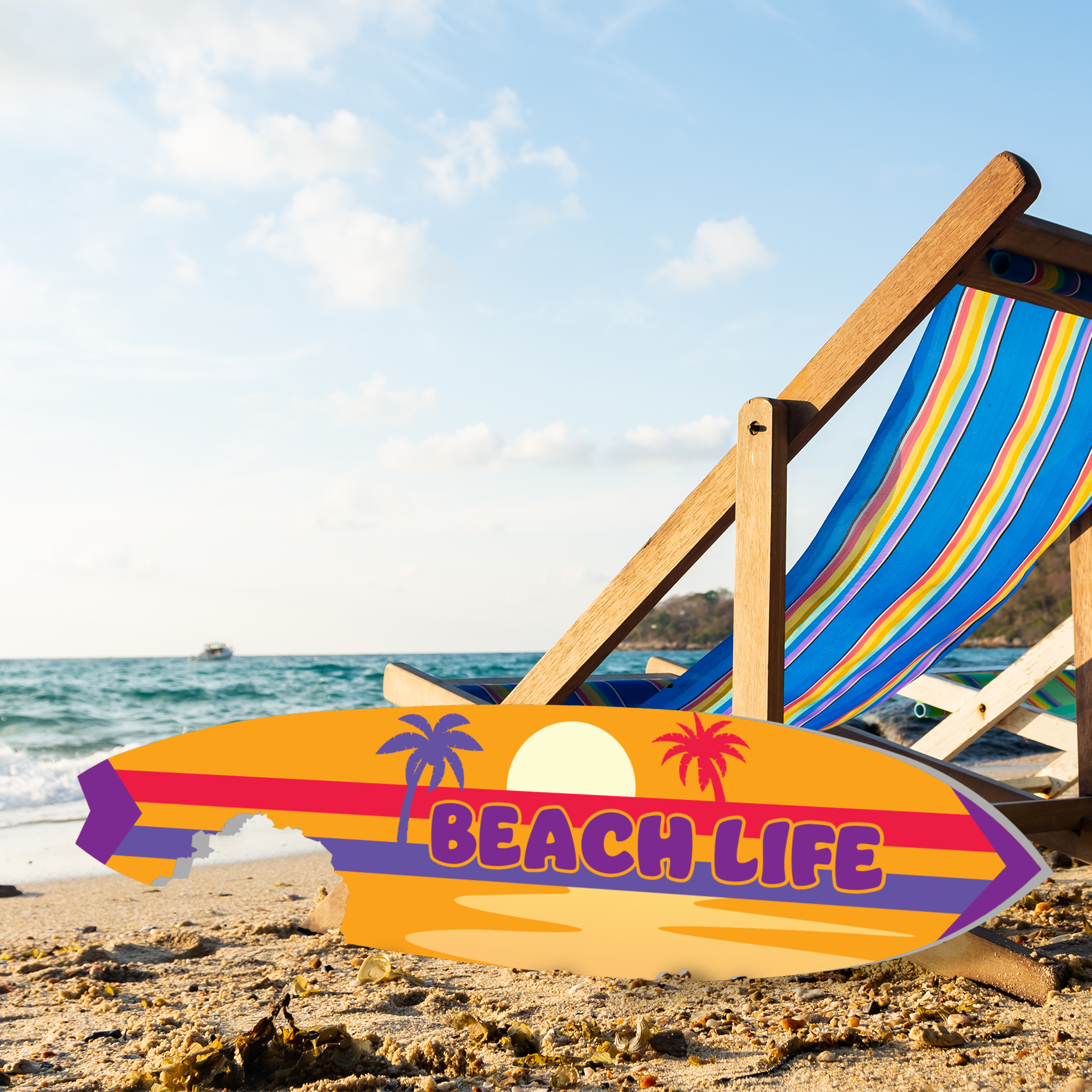 Outdoor Beach Life Surfboard Wall Art, Shark Bite, Weather Resistant PVC, 3 Foot - Picture 7 of 12