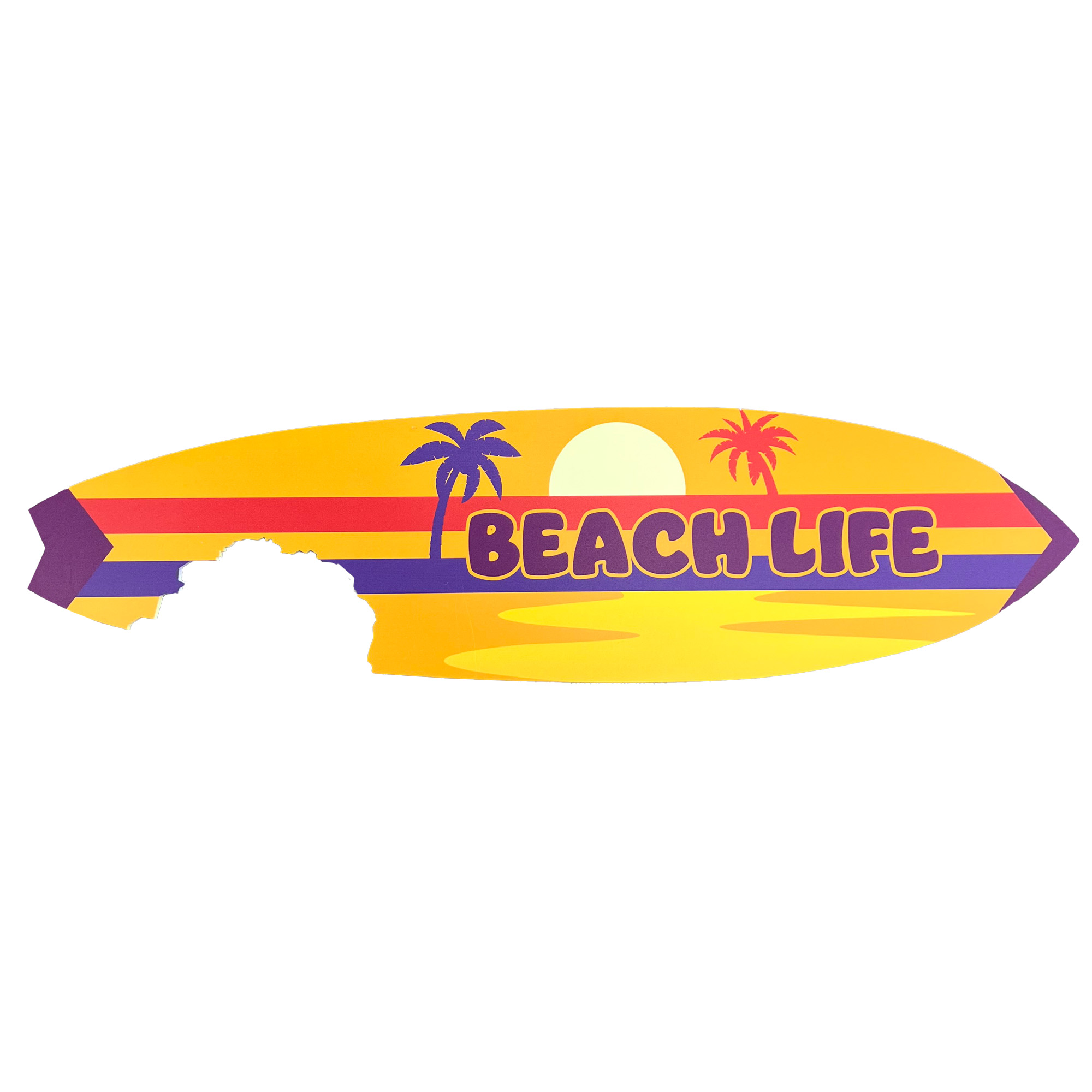 Outdoor Beach Life Surfboard Wall Art, Shark Bite, Weather Resistant PVC, 3 Foot - Picture 8 of 12