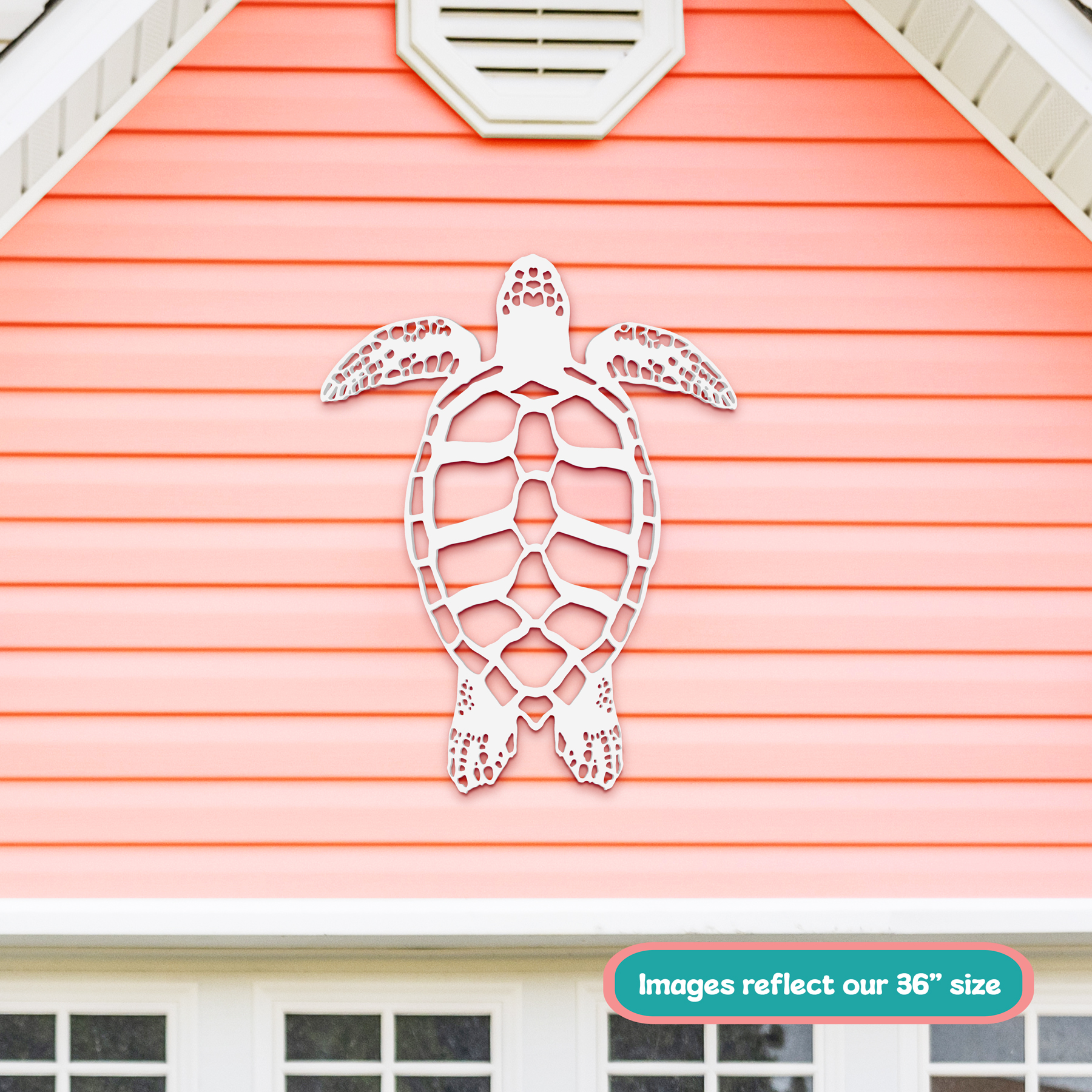 Outdoor Sea Turtle Wall Decor - PVC Turtle Sign for Beach House, 3 Foot - Picture 6 of 11