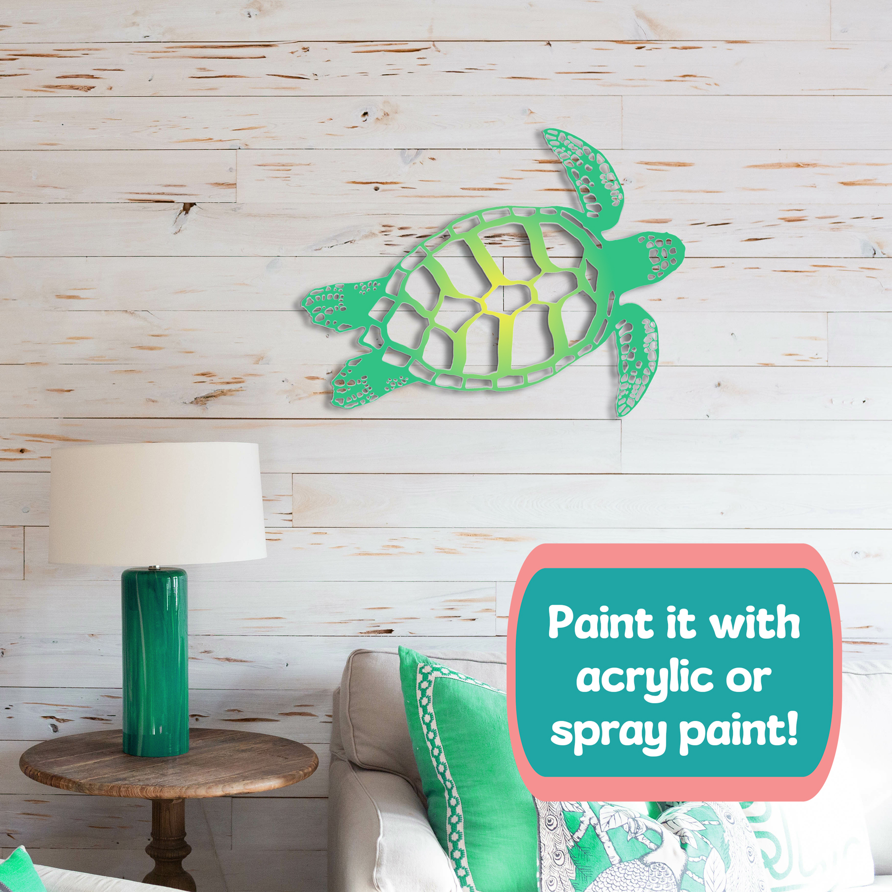 Outdoor Sea Turtle Wall Decor - PVC Turtle Sign for Beach House, 3 Foot - Picture 9 of 11