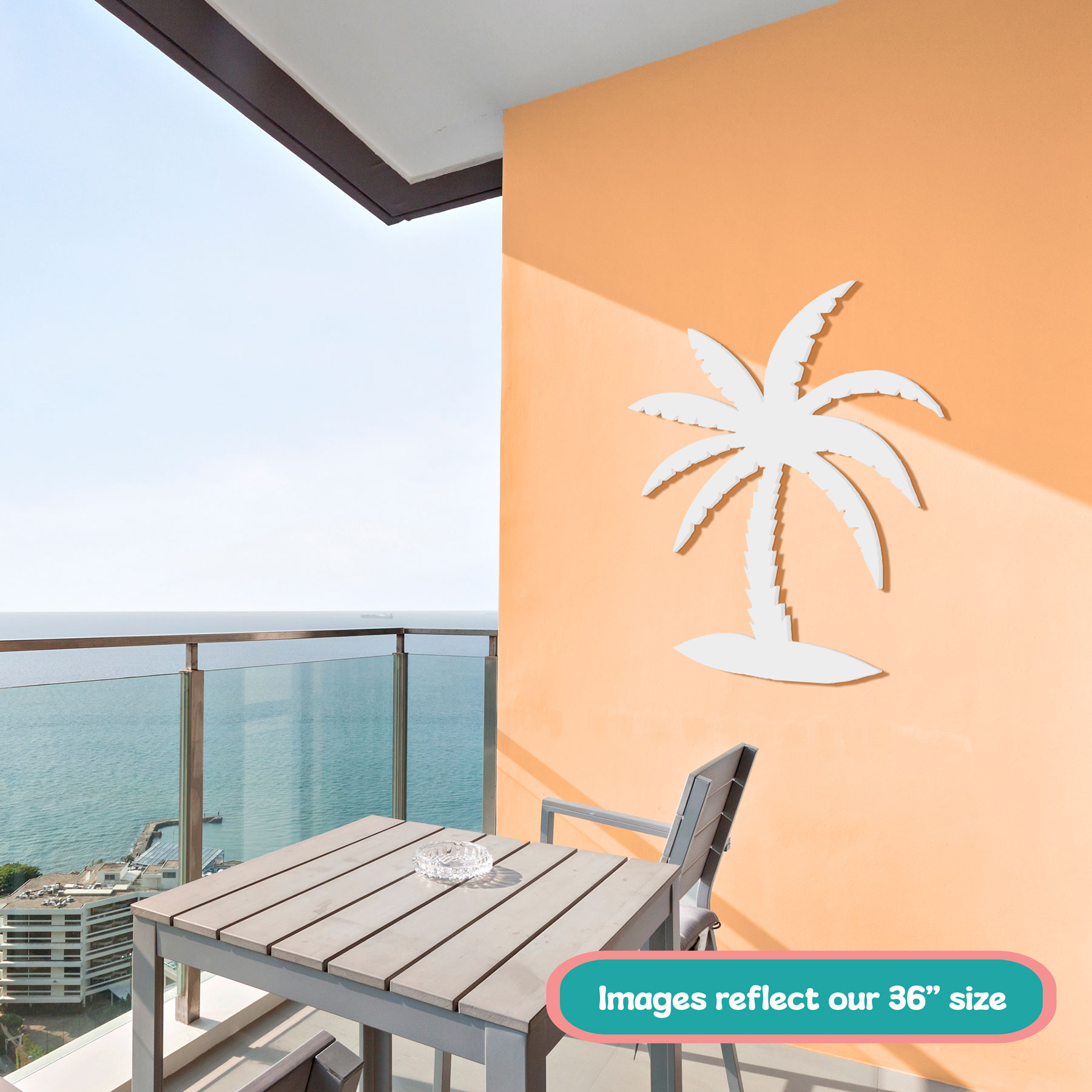 Outdoor Palm Tree Wall Art Beach Decor, Tropical Palm Tree Sign, Coastal, 3FT - Picture 8 of 11