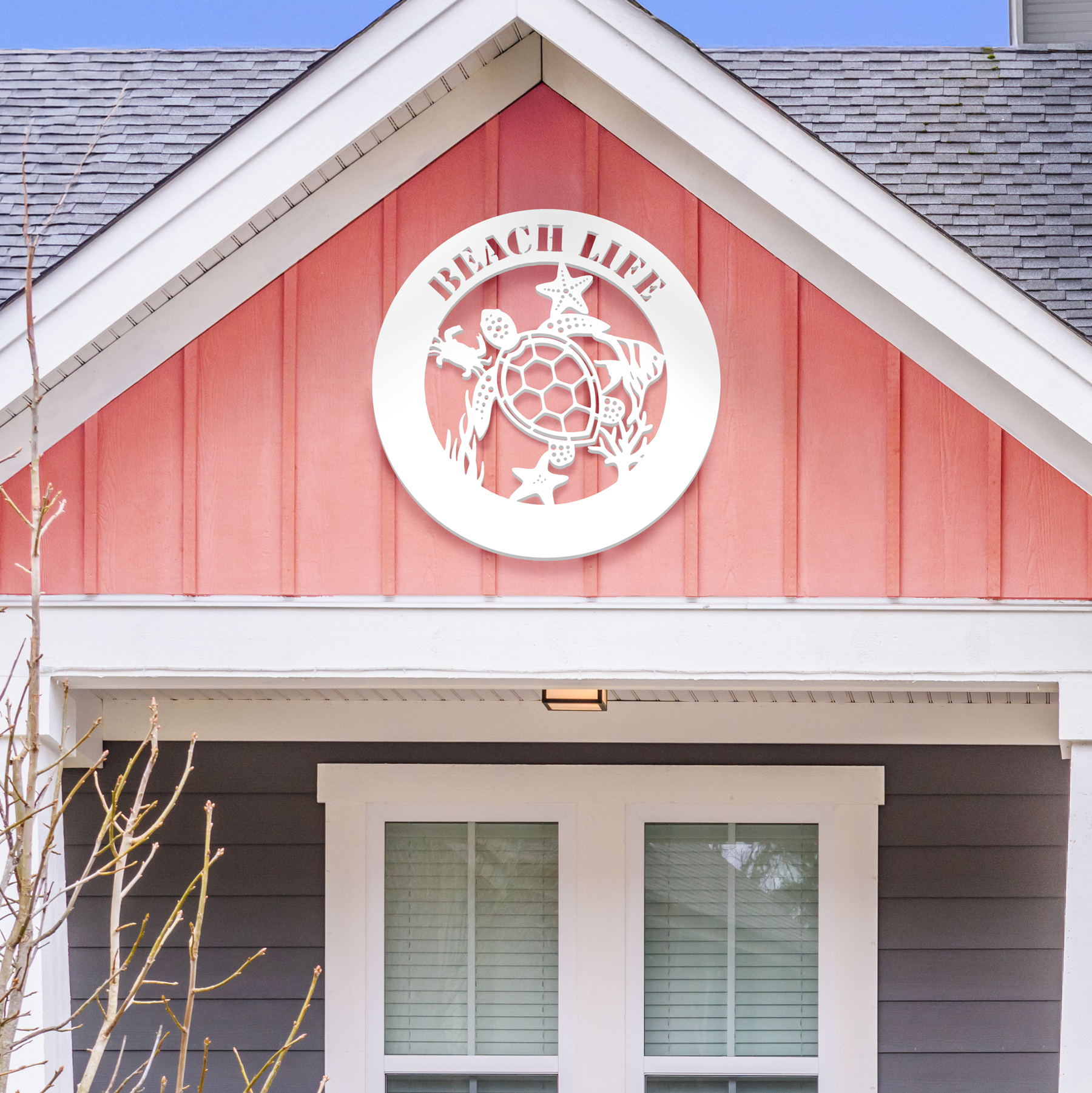 Outdoor Sea Turtle Sign, Starfish Crab Decor, PVC Beach House Wall Art, 2 Foot - Picture 6 of 11