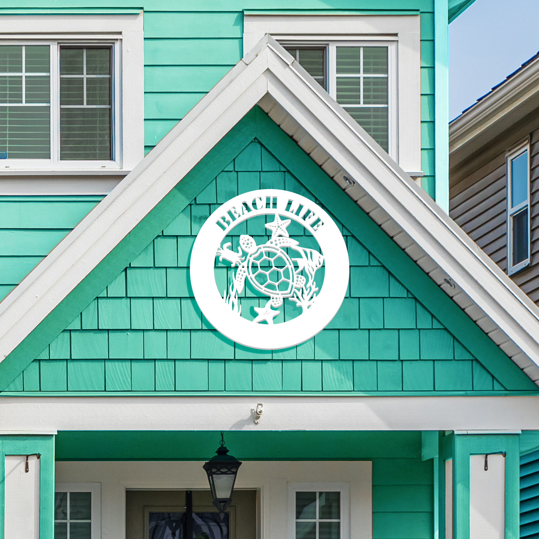 Outdoor Sea Turtle Sign, Starfish Crab Decor, PVC Beach House Wall Art, 2 Foot - Picture 7 of 11