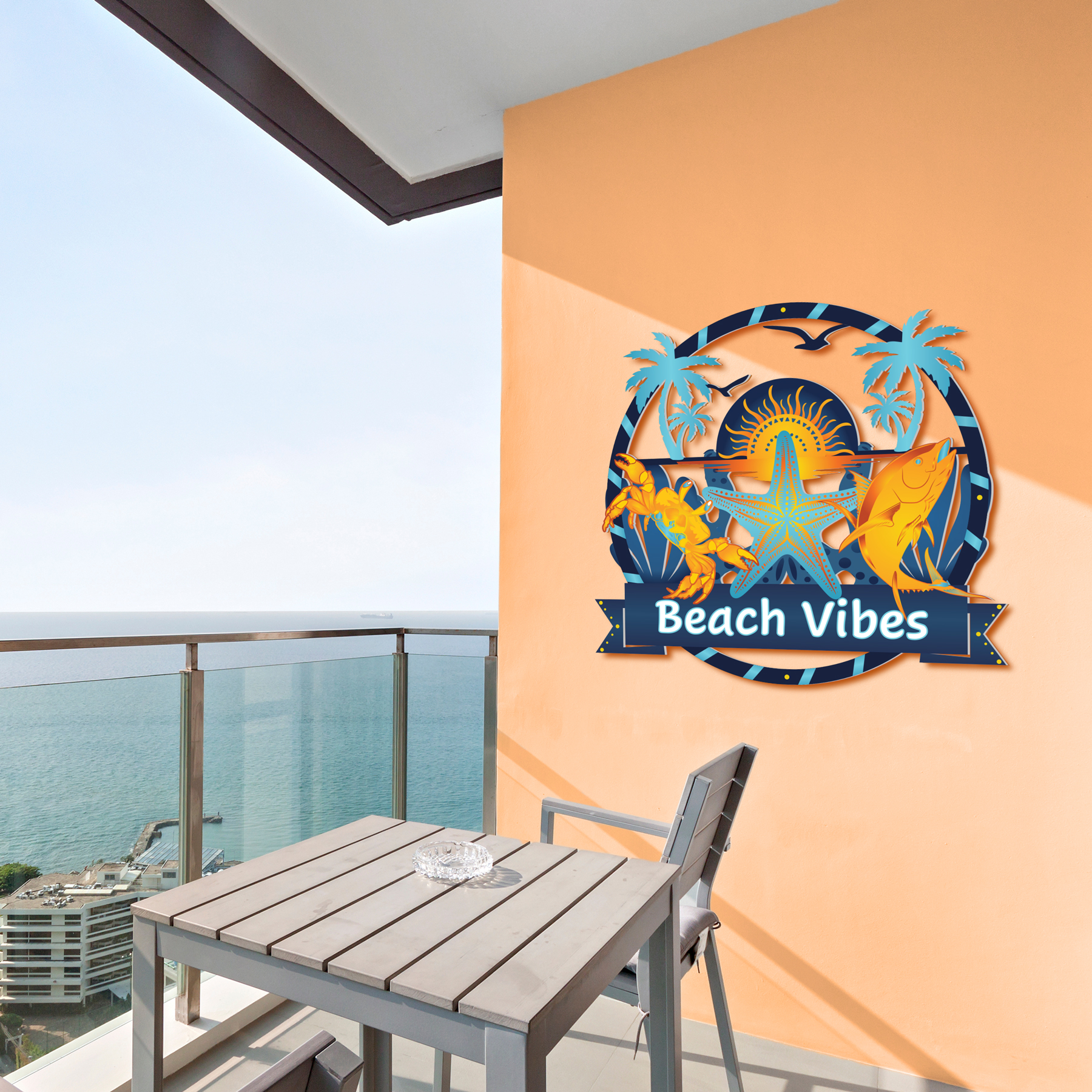 Outdoor Beach Vibes Wall Art, Beach House Sign, Coastal Decor Ocean Themed, PVC - Produktbild 6