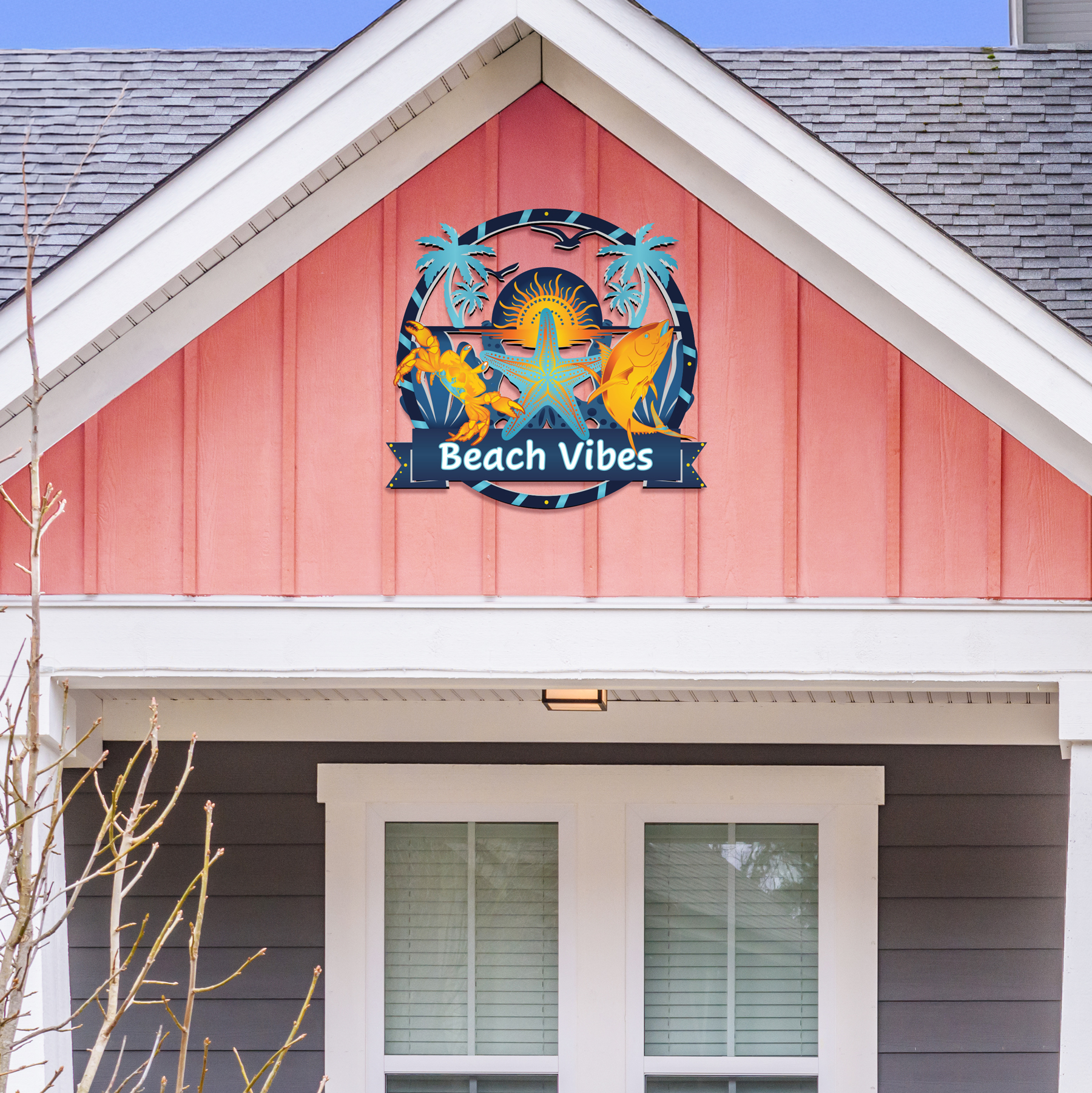 Outdoor Beach Vibes Wall Art, Beach House Sign, Coastal Decor Ocean Themed, PVC - Produktbild 7