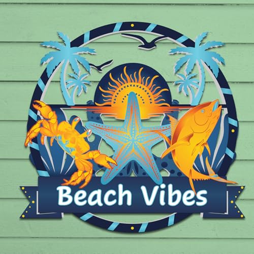 Outdoor Beach Vibes Wall Art, Beach House Sign, Coastal Decor Ocean Themed, PVC - Produktbild 5