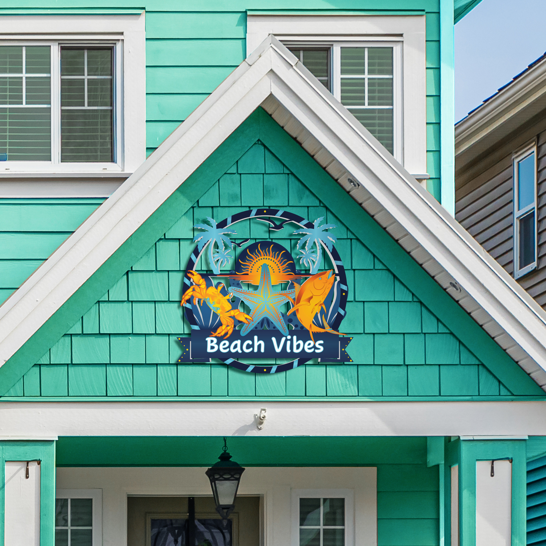 Outdoor Beach Vibes Wall Art, Beach House Sign, Coastal Decor Ocean Themed, PVC - Produktbild 3