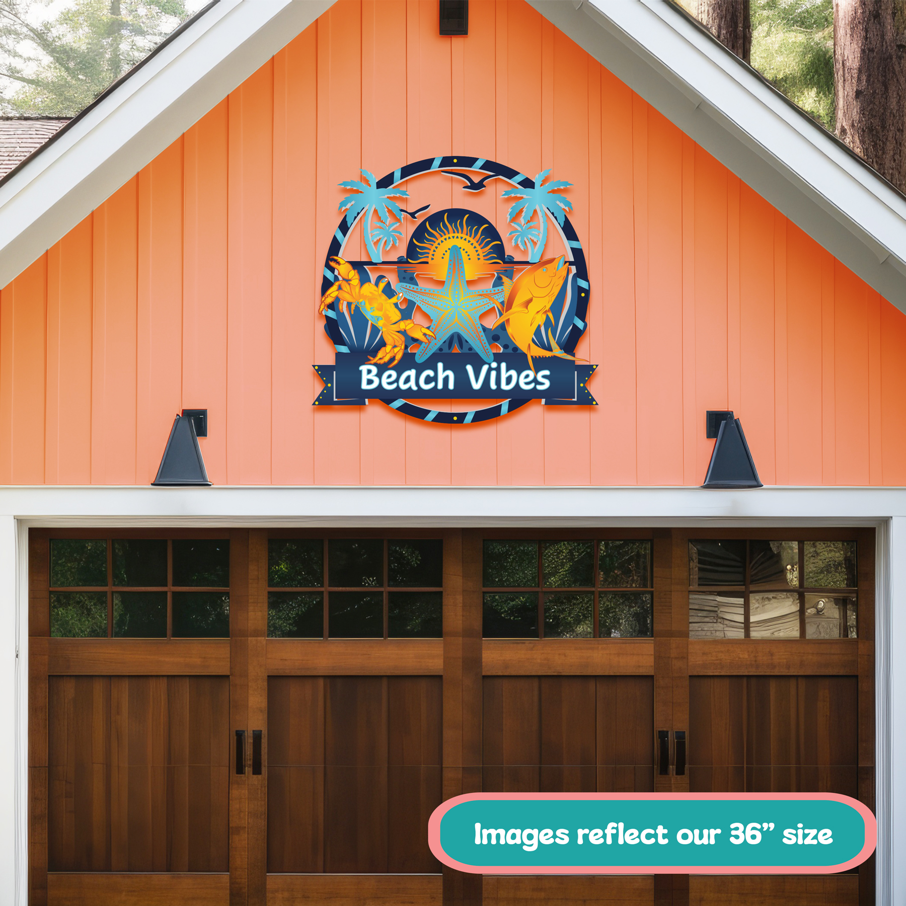 Outdoor Beach Vibes Wall Art, Beach House Sign, Coastal Decor Ocean Themed, PVC - Produktbild 4