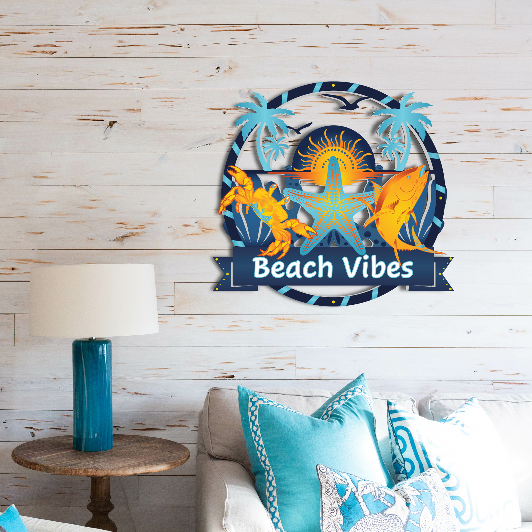 Outdoor Beach Vibes Wall Art, Beach House Sign, Coastal Decor Ocean Themed, PVC - Produktbild 9