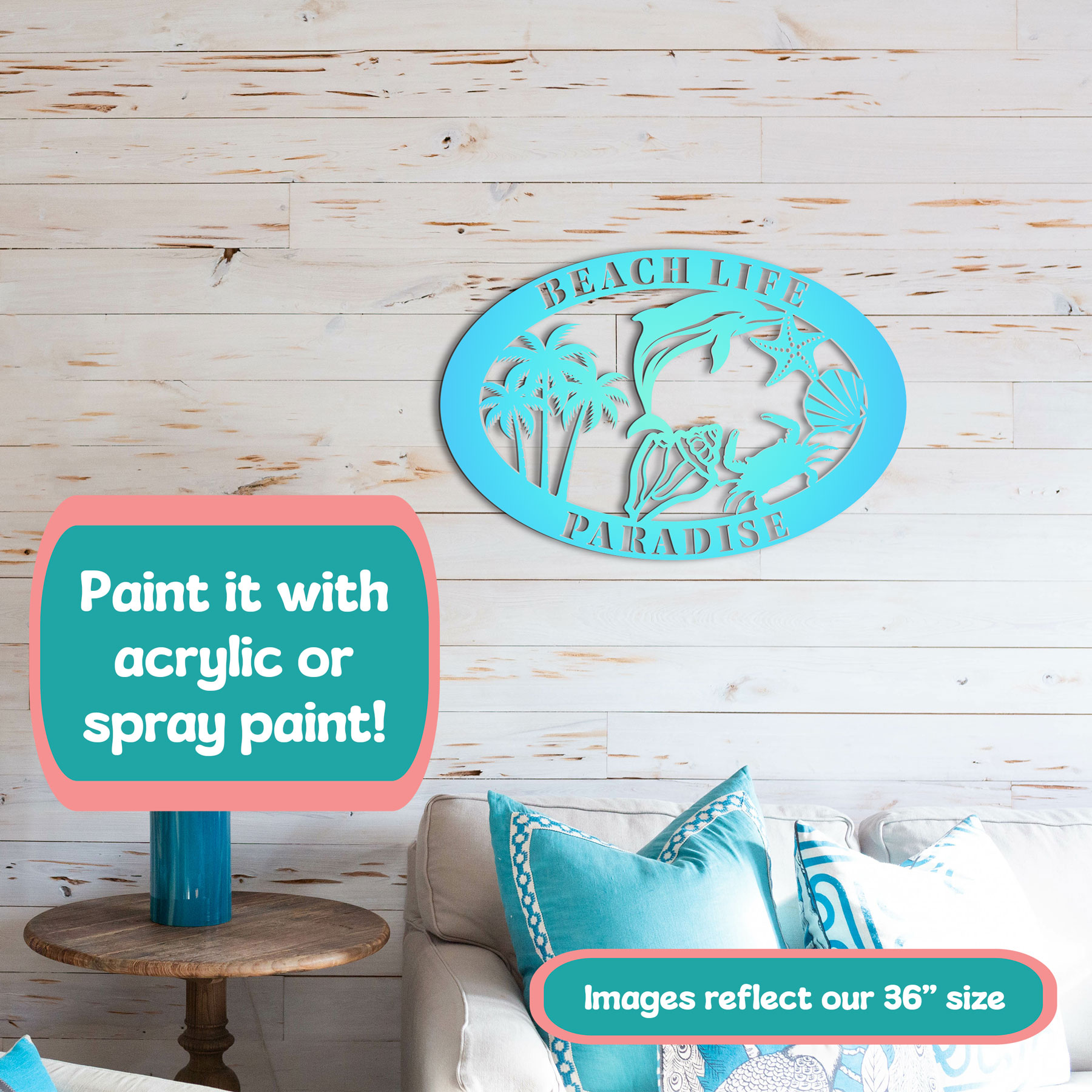 Arte de pared de playa al aire libre, decoración de pared de casa de playa costera, letrero tropical, PVC - Imagen 10 de 12