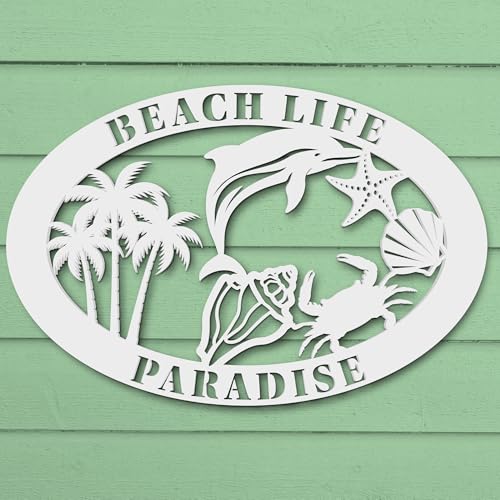 Arte de pared de playa al aire libre, decoración de pared de casa de playa costera, letrero tropical, PVC - Imagen 7 de 12