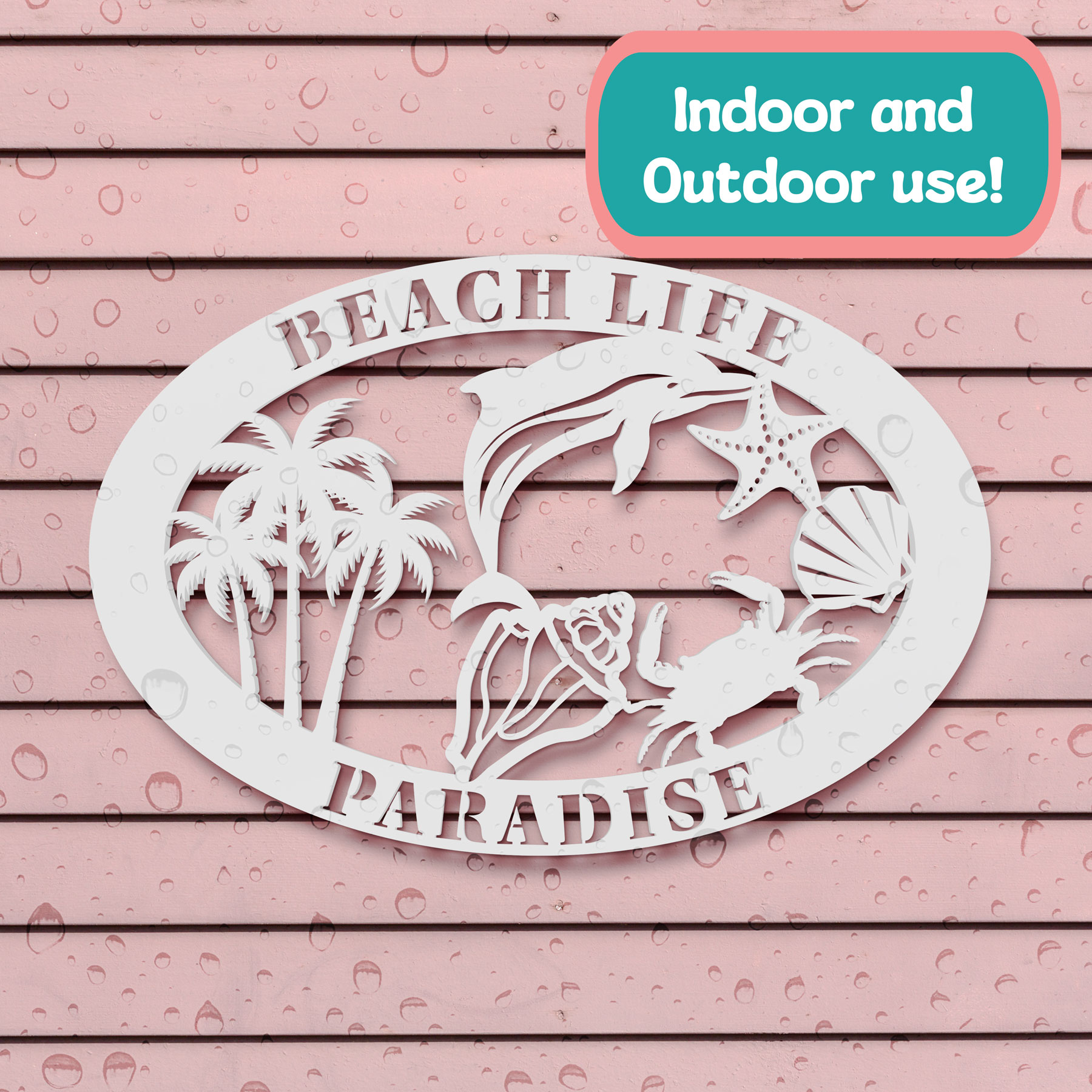 Arte de pared de playa al aire libre, decoración de pared de casa de playa costera, letrero tropical, PVC - Imagen 6 de 12
