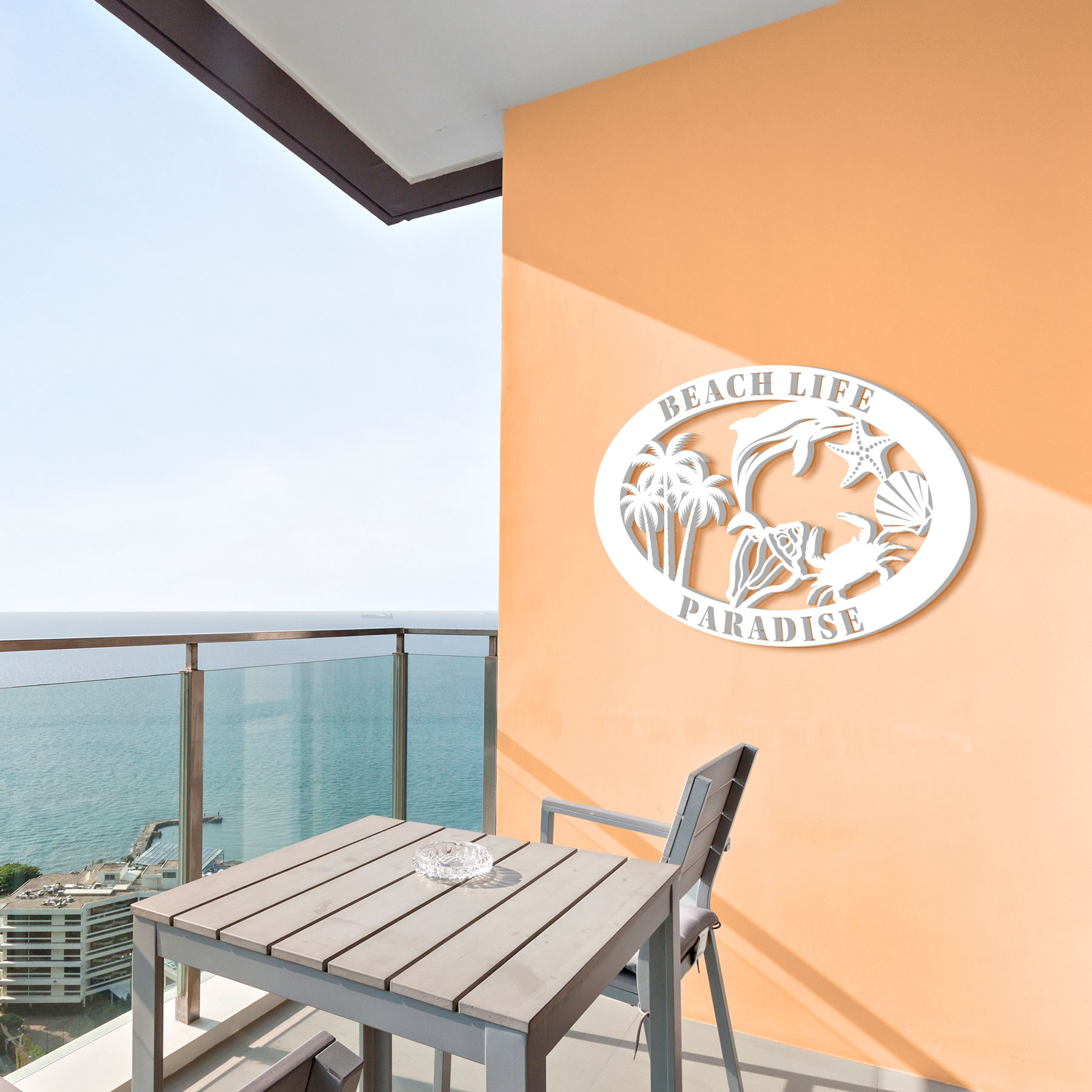 Arte de pared de playa al aire libre, decoración de pared de casa de playa costera, letrero tropical, PVC - Imagen 3 de 12