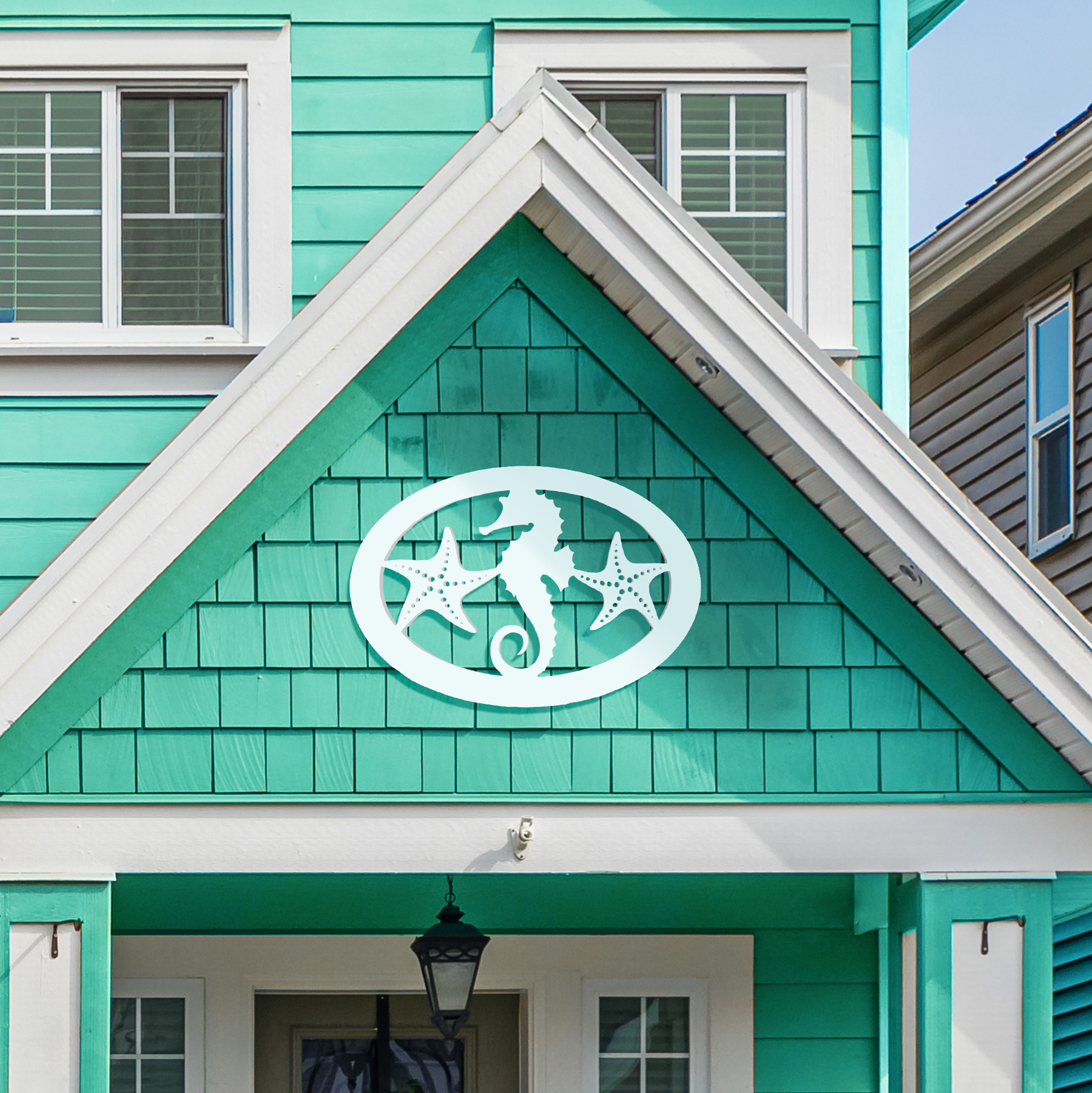 Outdoor Seahorse Starfish Wall Art, Beach House Sign, PVC Coastal Decor, 2FT detailed image 5