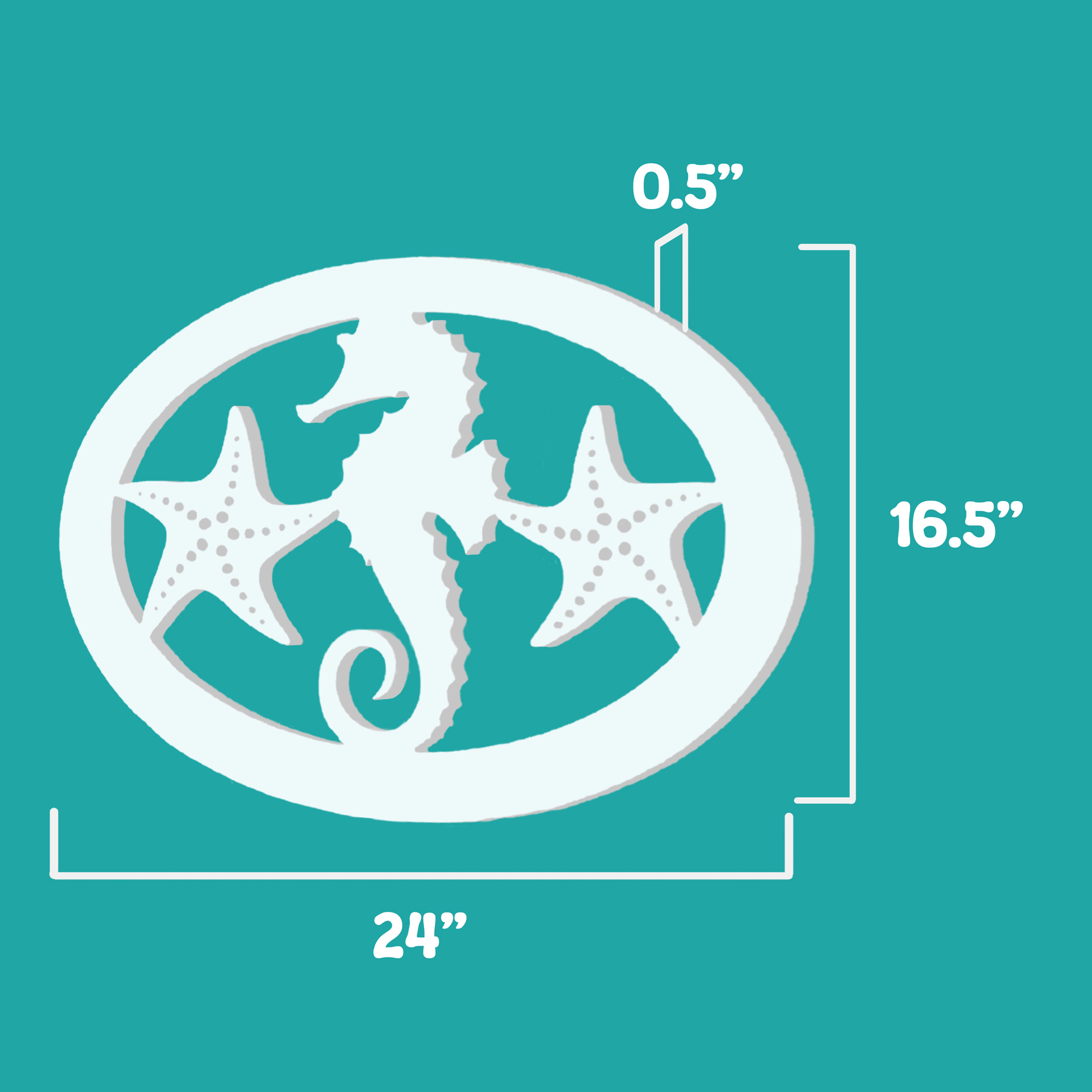 Outdoor Seahorse Starfish Wall Art, Beach House Sign, PVC Coastal Decor, 2FT detailed image 2