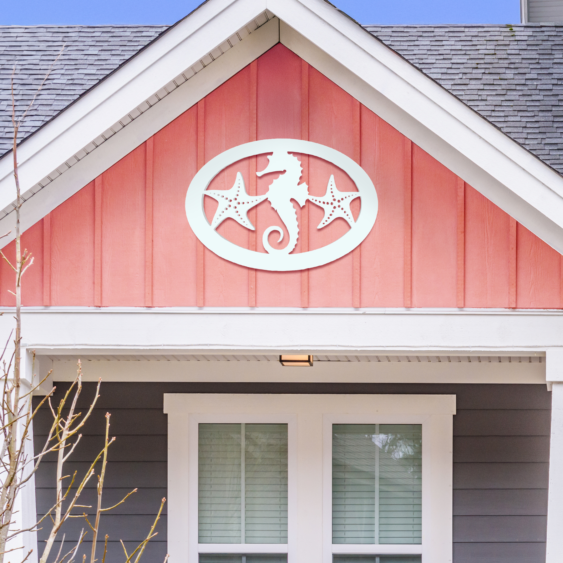 Outdoor Seahorse Starfish Wall Art, Beach House Sign, PVC Coastal Decor, 2FT detailed image 6
