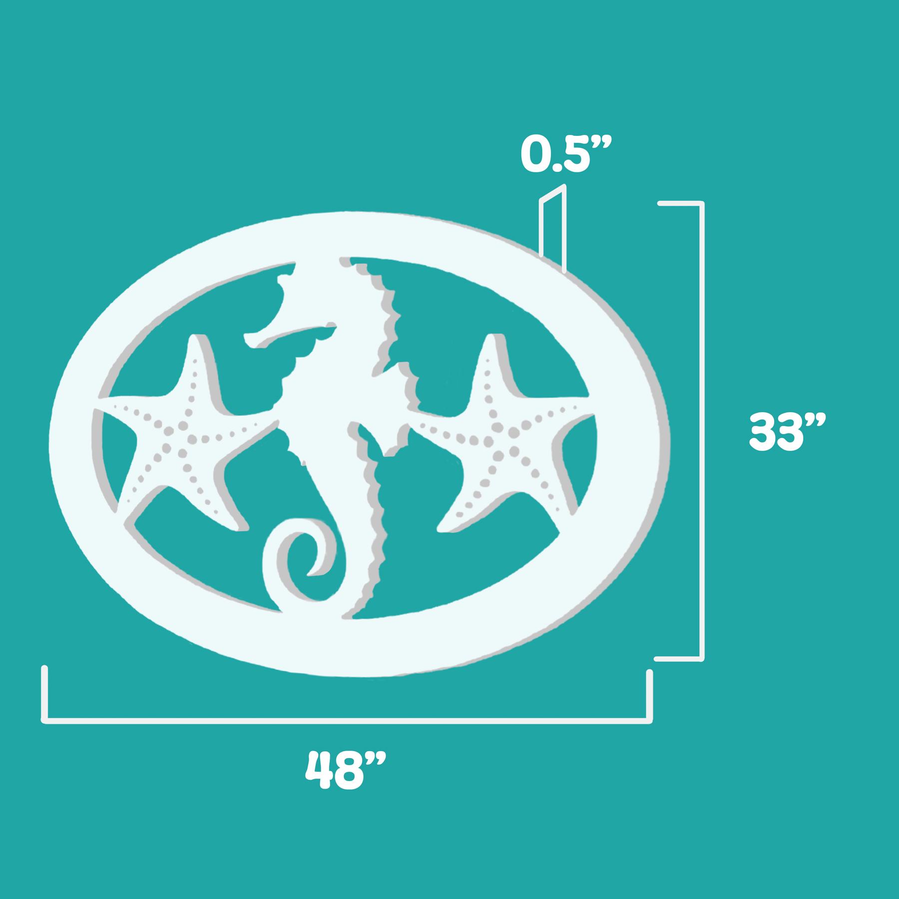 Outdoor Seahorse and Starfish Wall Art, Beach House Sign, PVC Coastal Decor, 4FT detailed image 2