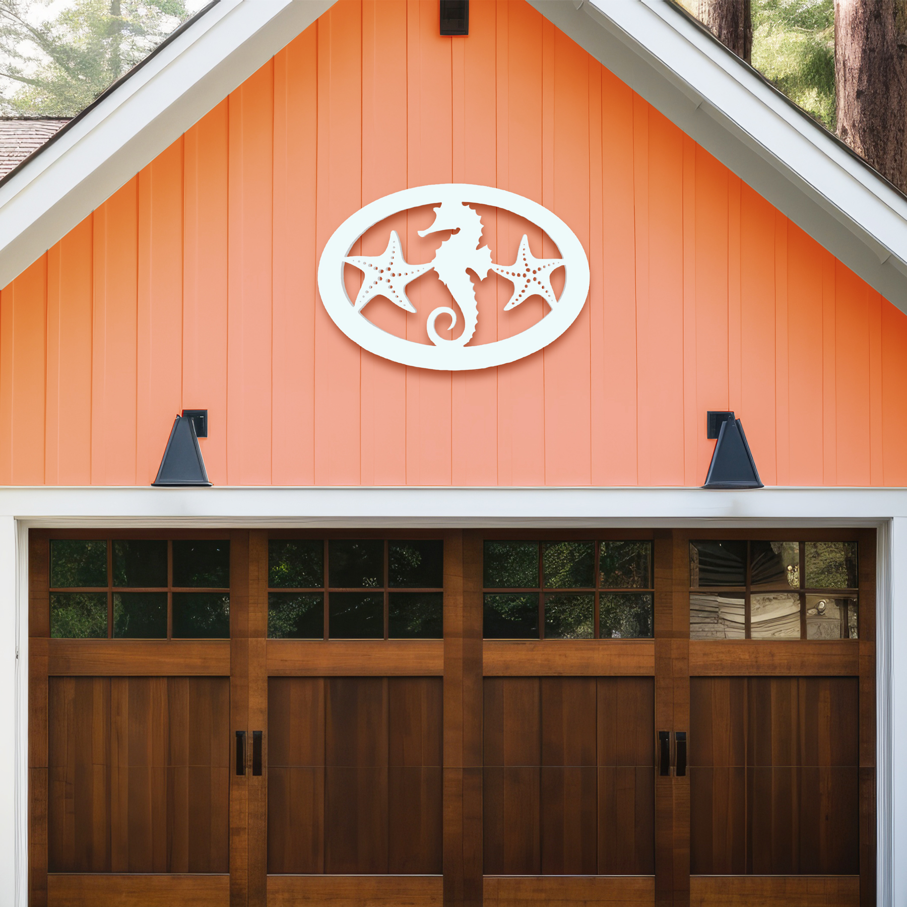 Outdoor Seahorse and Starfish Wall Art, Beach House Sign, PVC Coastal Decor, 4FT detailed image 6