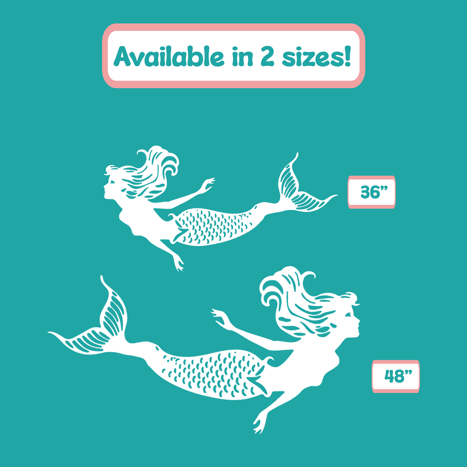 Outdoor Mermaid Wall Art Weatherproof PVC Mermaid Decoration, Coastal Wall Decor - Picture 18 of 32