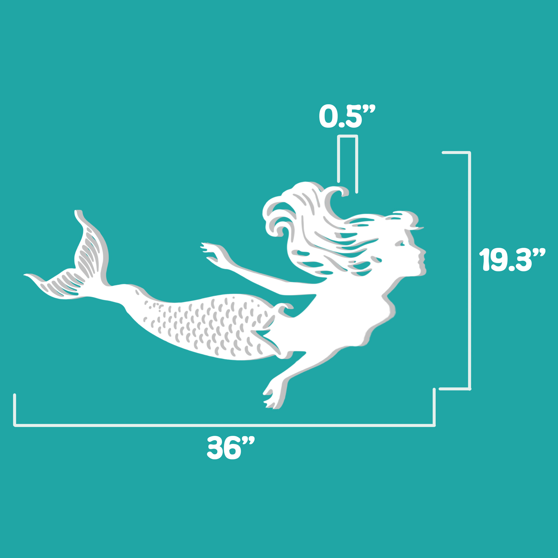 Outdoor Mermaid Wall Art Weatherproof PVC Mermaid Decoration, Coastal Wall Decor - Picture 17 of 32