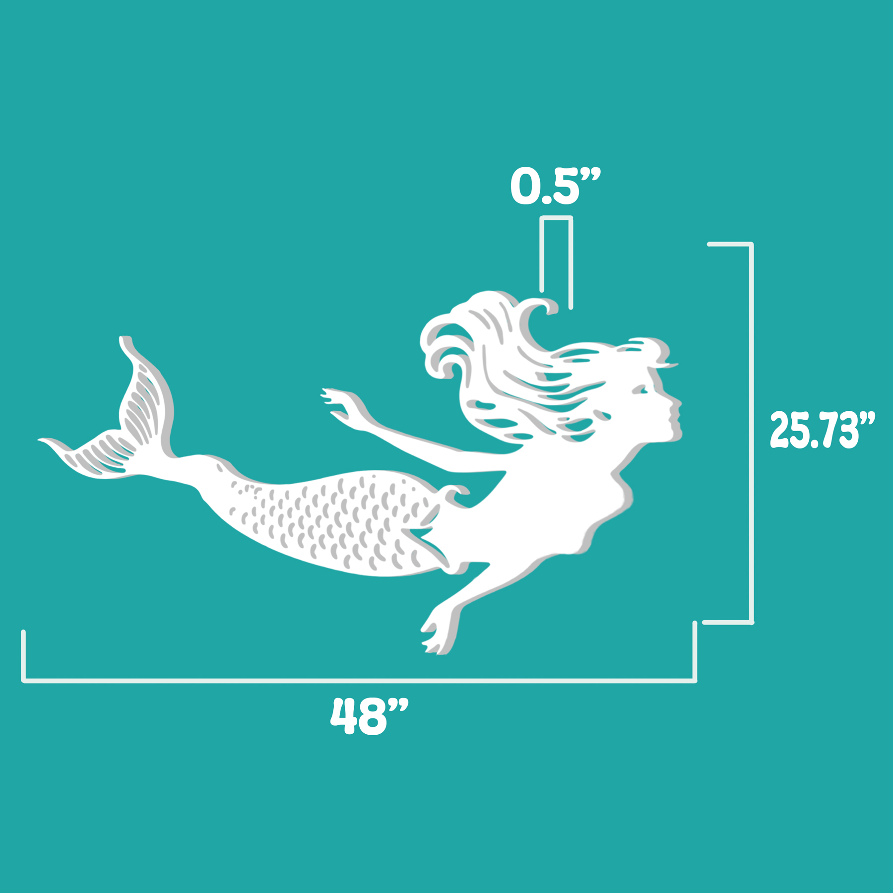 Outdoor Mermaid Wall Art Weatherproof PVC Mermaid Decoration, Coastal Wall Decor - Picture 25 of 32
