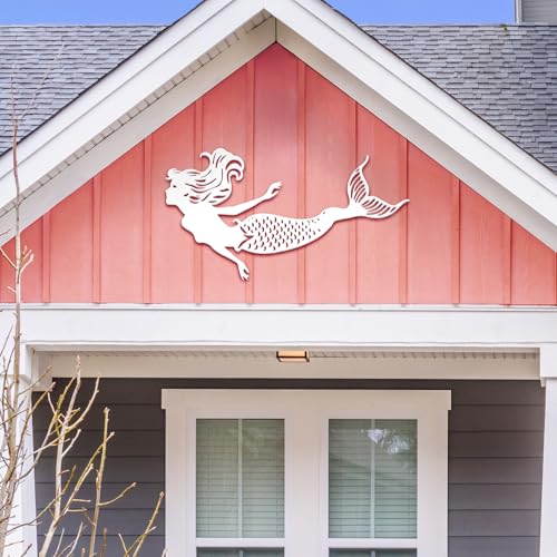 Decorazione a sirena da esterno arte da parete in PVC resistente alle intemperie, decorazione parete costiera - Foto 14 di 14