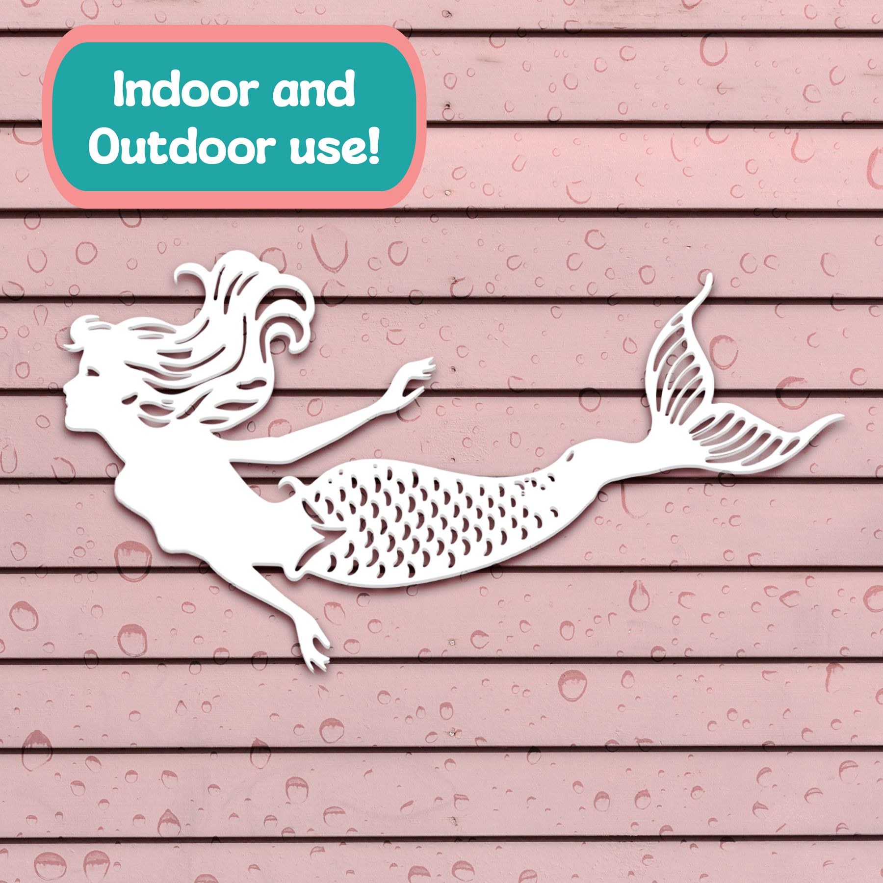 Outdoor Mermaid Wall Art Weatherproof PVC Mermaid Decoration, Coastal Wall Decor - Picture 30 of 32