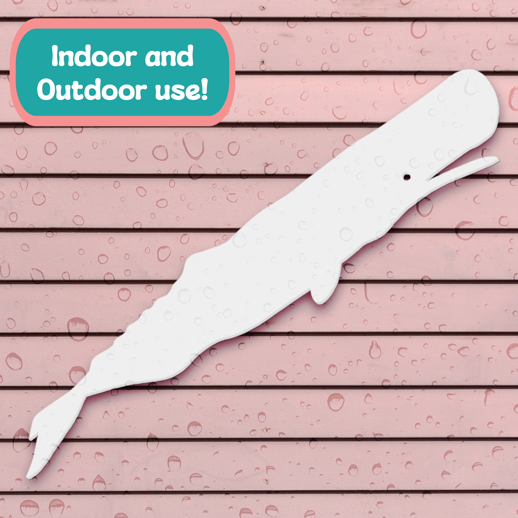 Outdoor Whale Wall Art, Nautical Beach House Decoration, PVC Whale Sign, 3 Foot - Produktbild 8