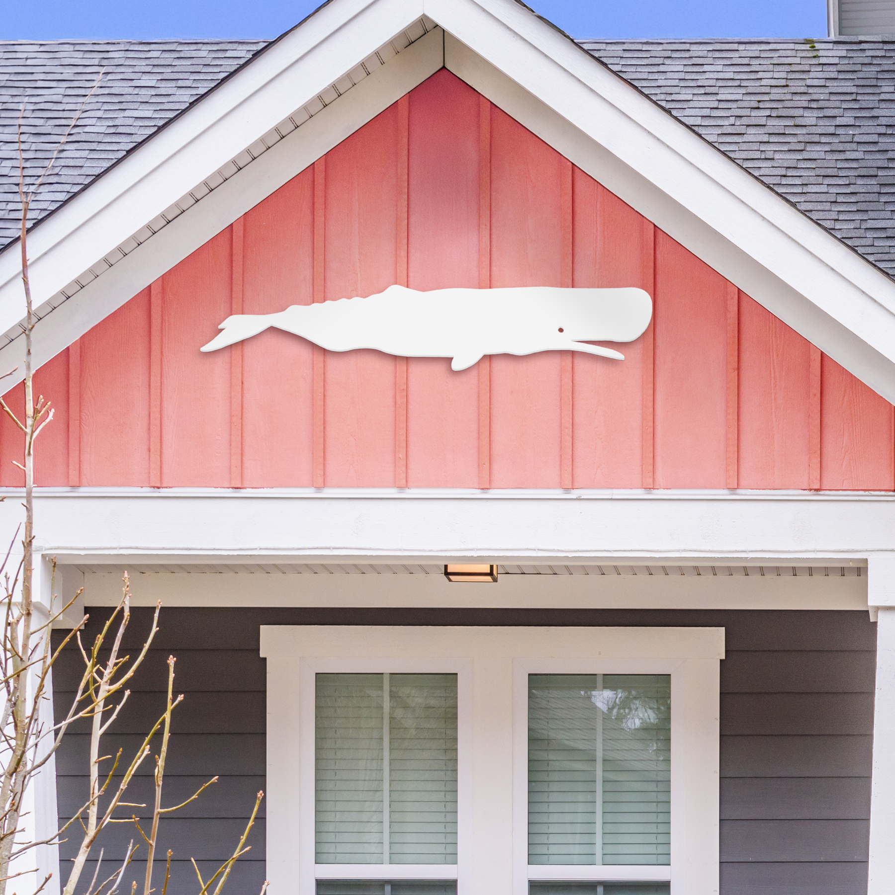 Outdoor Whale Wall Art, Nautical Beach House Decoration, PVC Whale Sign, 3 Foot