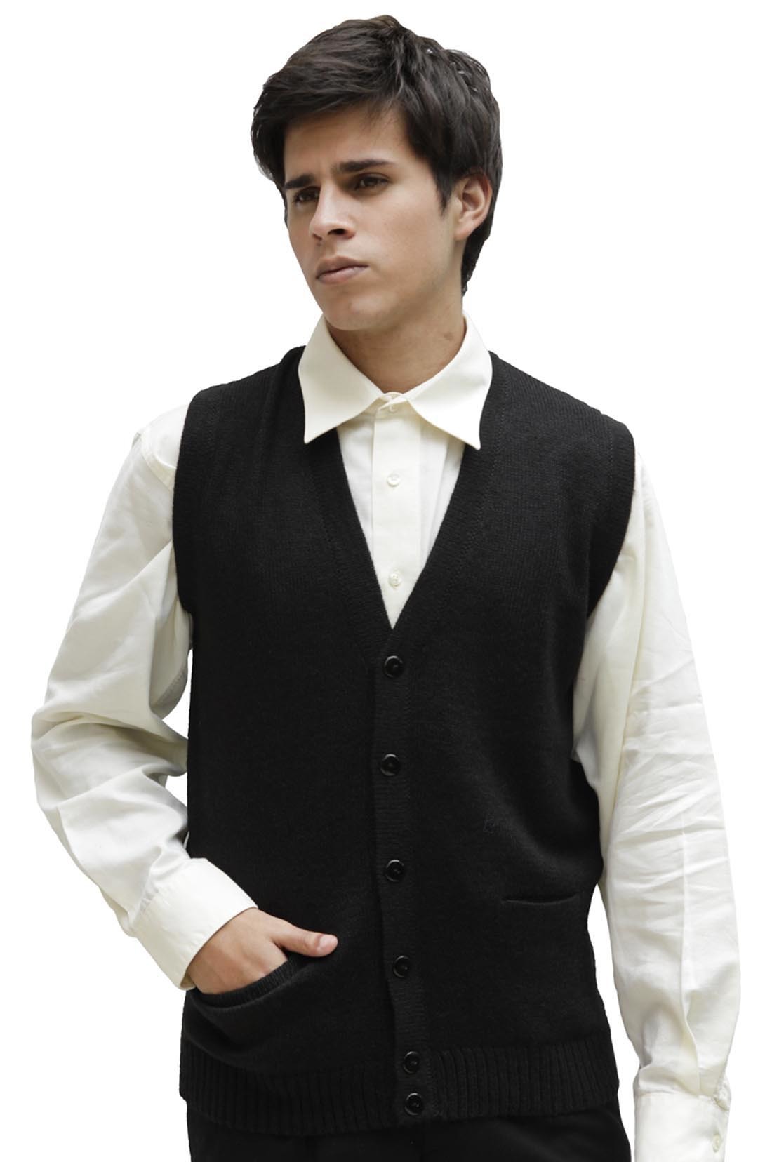 Men's Soft Alpaca Wool Knitted V Neck 