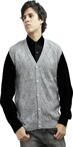 Herren weicher Alpaka Wolle Strick V-Ausschnitt Pullover Knopf Golfweste Diamant Design - Bild 81 von 81