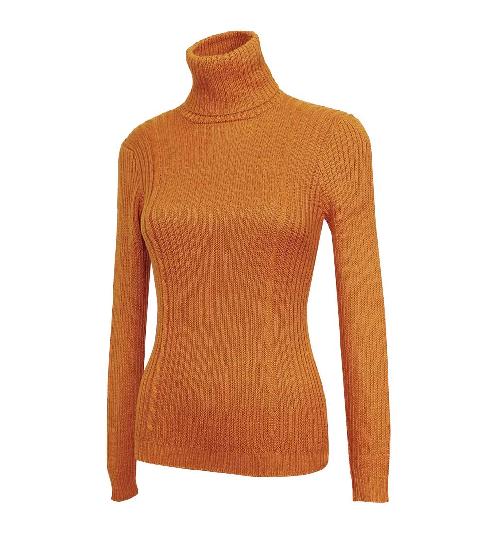 Para mujeres Suave Bebé Mezcla de Alpaca Tejido Cuello de Tortuga Acanulado Suéter Trenzas Diseño - Imagen 25 de 112