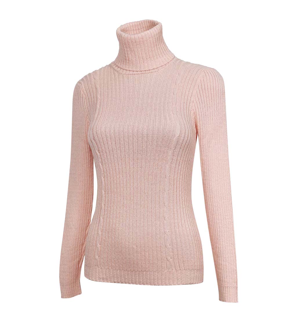 Para mujeres Suave Bebé Mezcla de Alpaca Tejido Cuello de Tortuga Acanulado Suéter Trenzas Diseño - Imagen 105 de 112