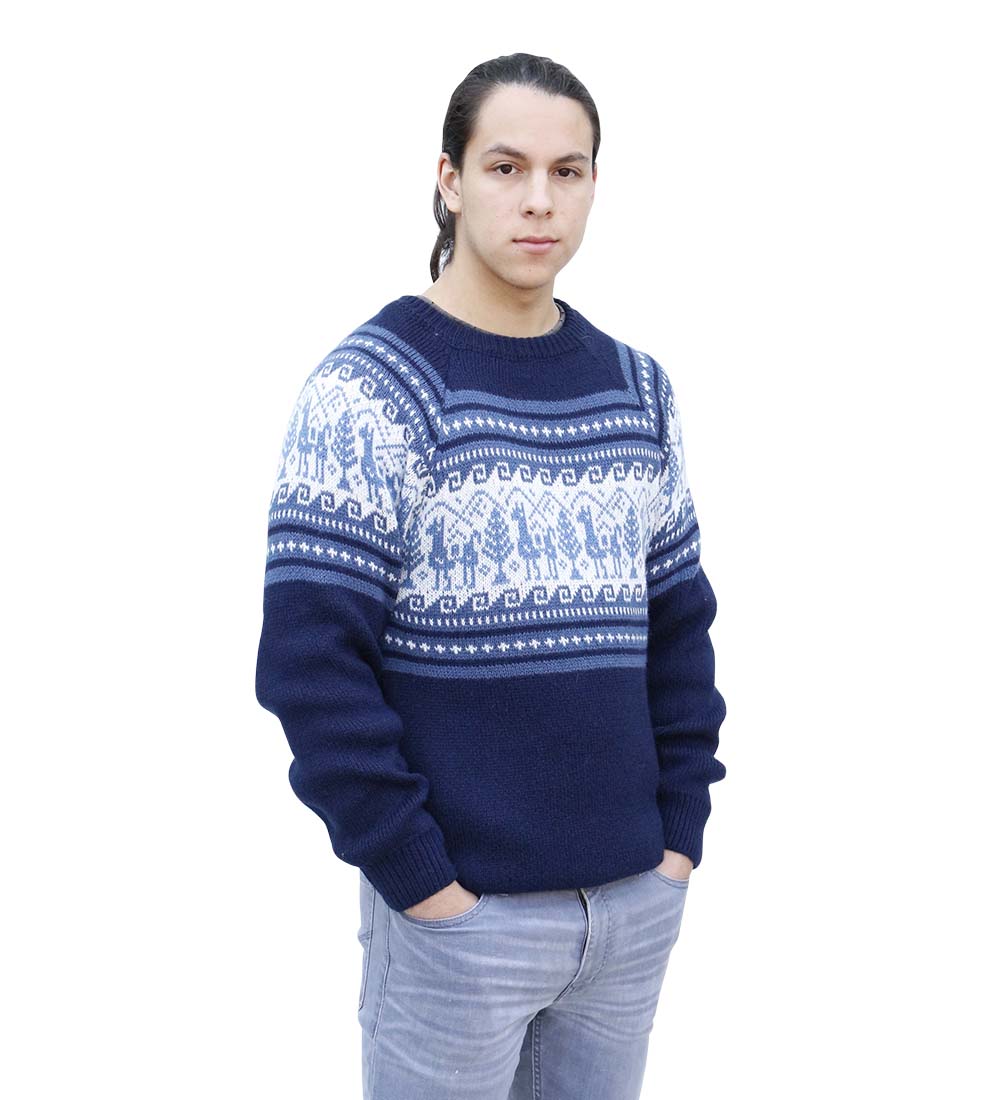 Maglione lana di alpaca da uomo maglioni di alpaca maglione lana di alpaca da uomo piccole fiamme - Foto 25 di 57