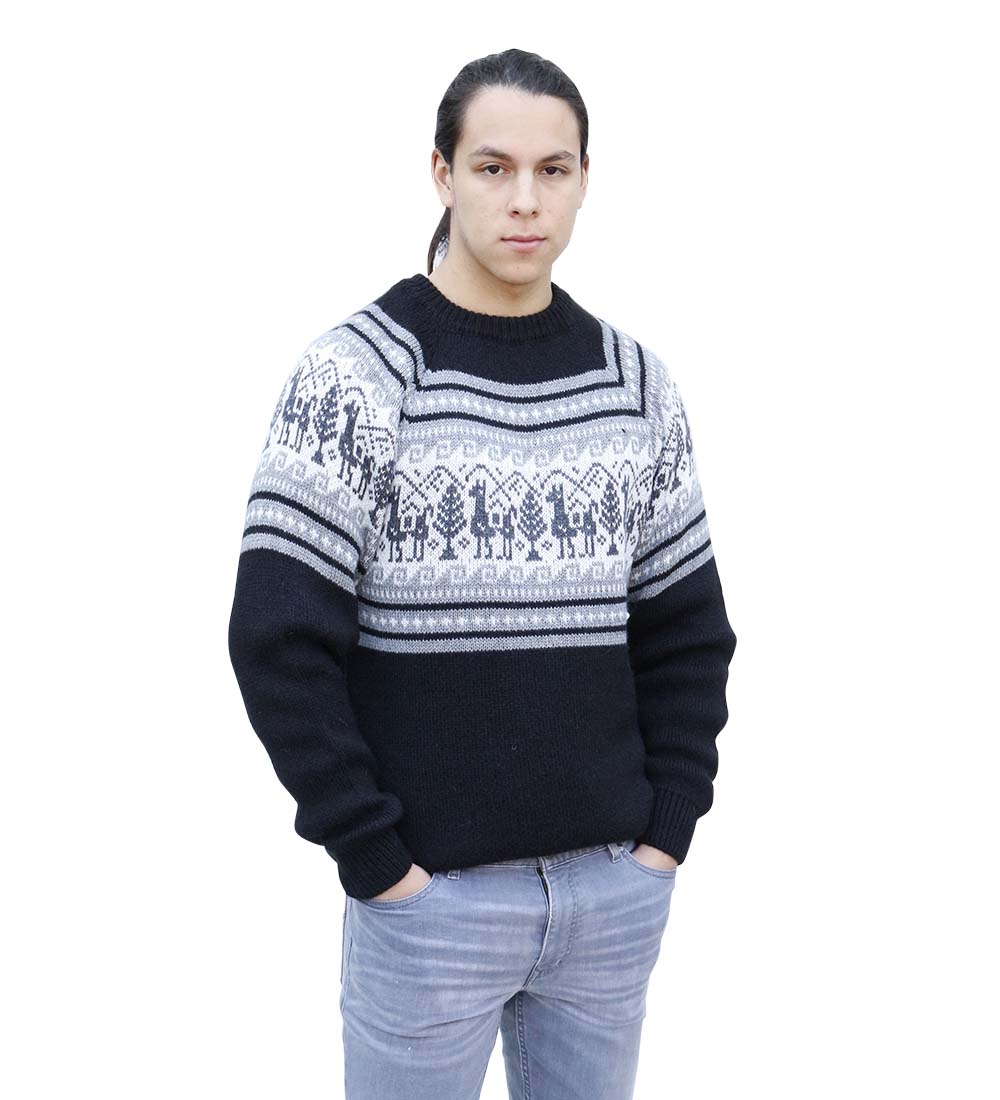 Maglione lana di alpaca da uomo maglioni di alpaca maglione lana di alpaca da uomo piccole fiamme - Foto 37 di 57