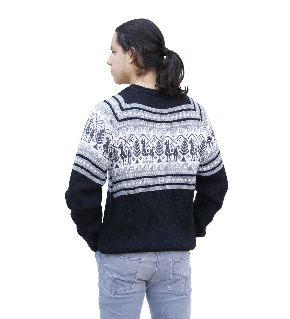 Maglione lana di alpaca da uomo maglioni di alpaca maglione lana di alpaca da uomo piccole fiamme - Foto 38 di 57