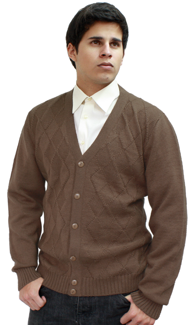 Mens Alpaca Wool Knitted V Neck Golf Cardigan Sweater Button Down