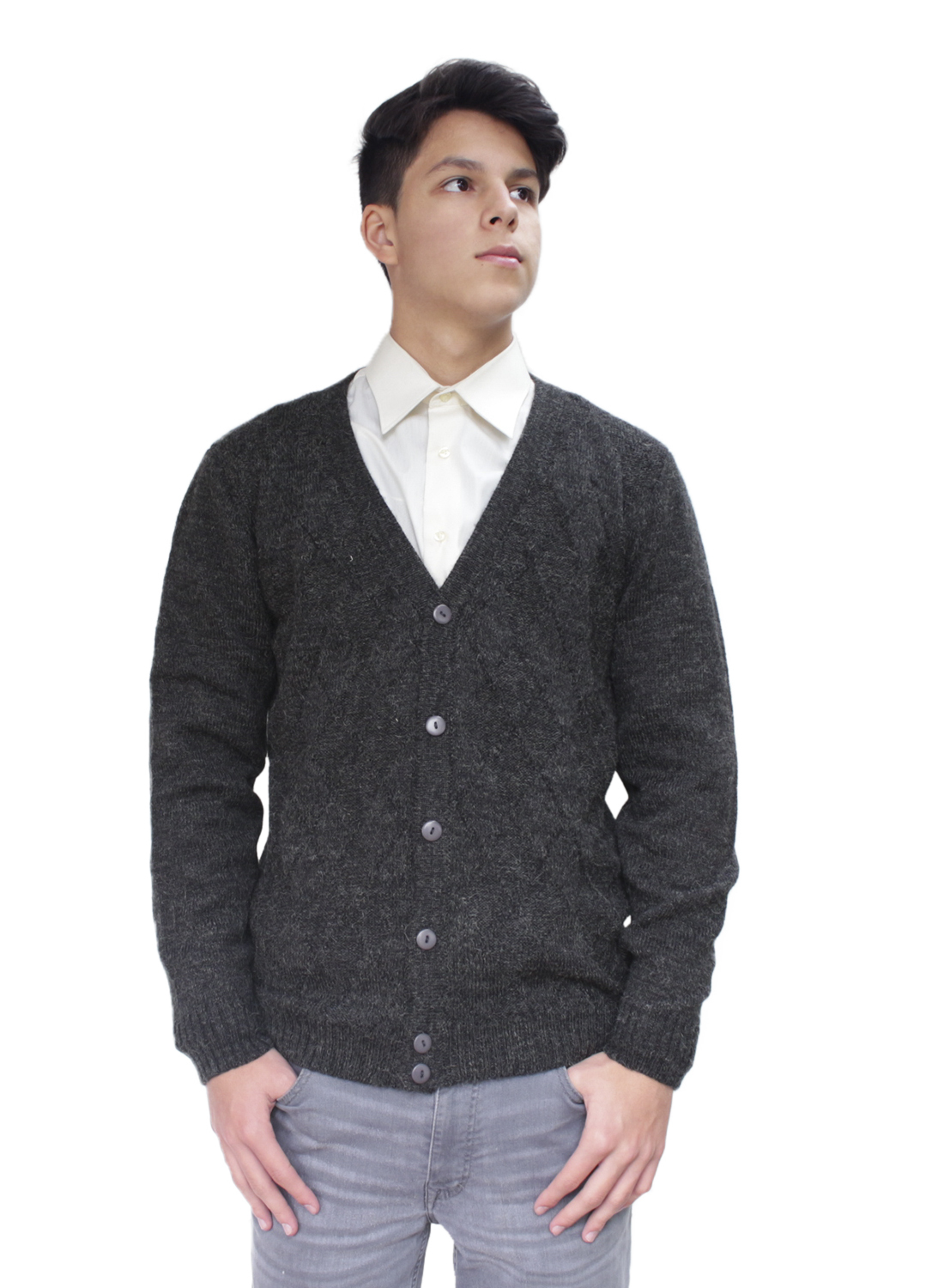 Mens Alpaca Wool Knitted V Neck Golf Cardigan Sweater Button Down Diamond Design | eBay