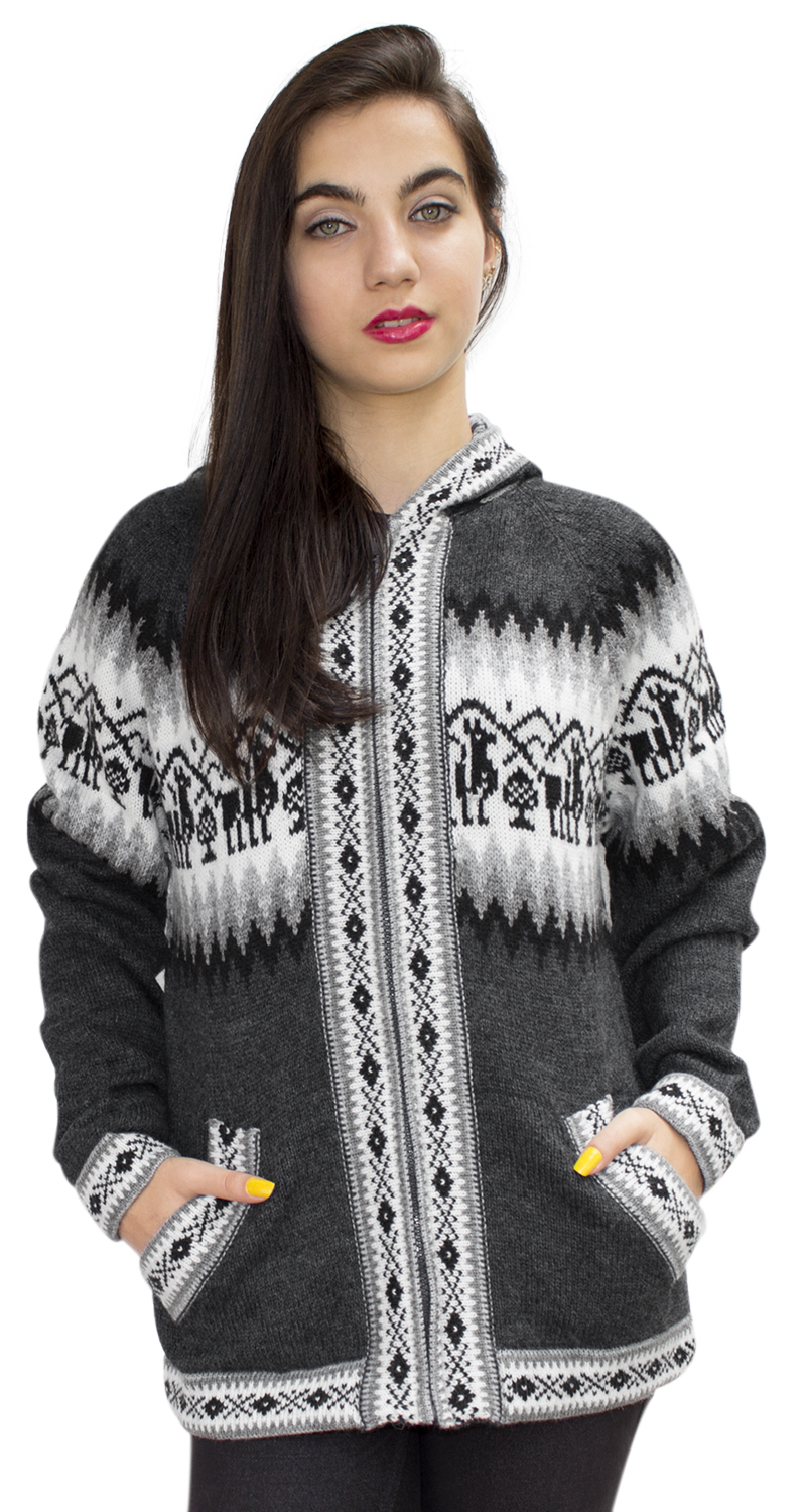 Chaqueta de punto de lana de alpaca con capucha Little Llamas suéter - Imagen 46 de 109