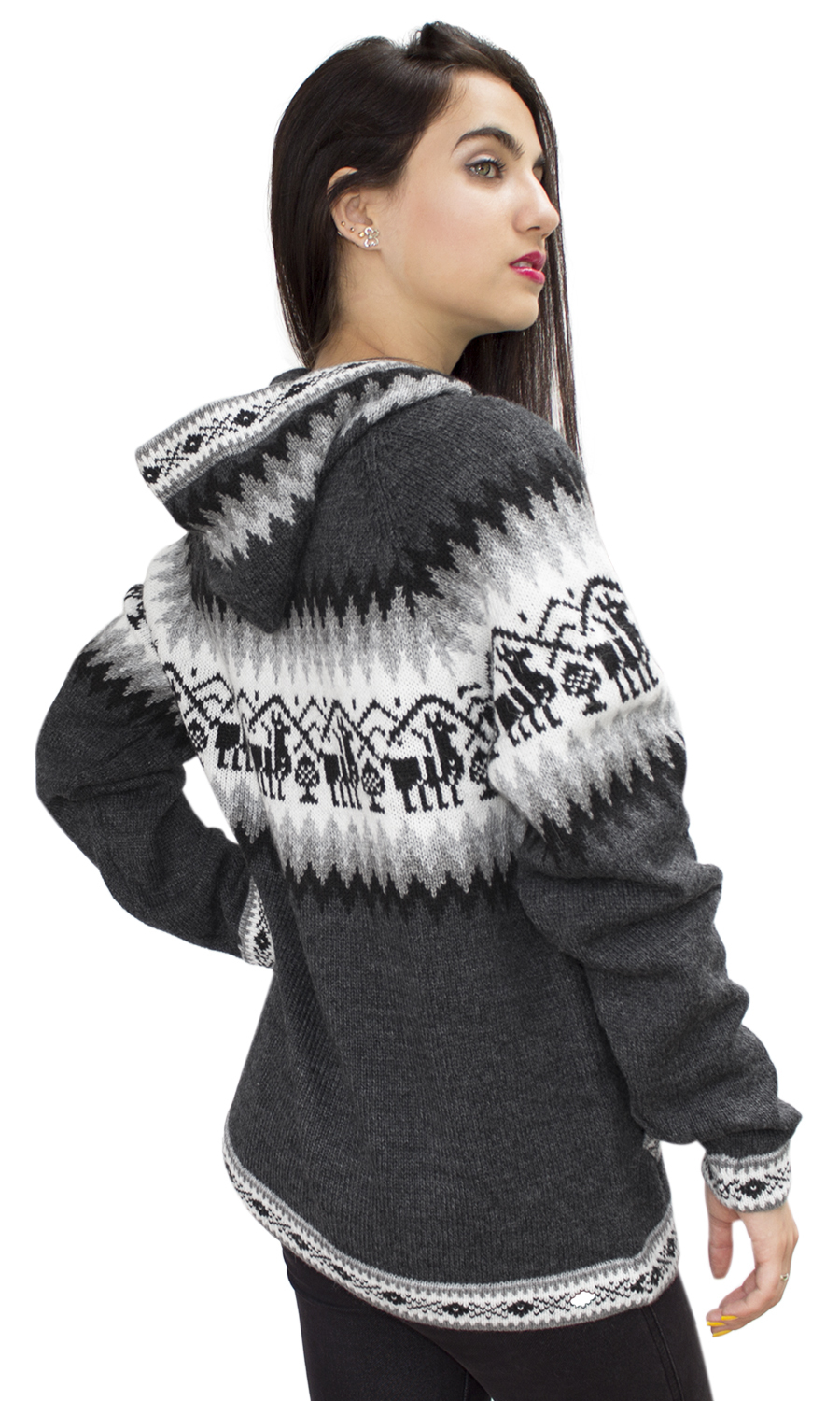 Chaqueta de punto de lana de alpaca con capucha Little Llamas suéter - Imagen 44 de 109