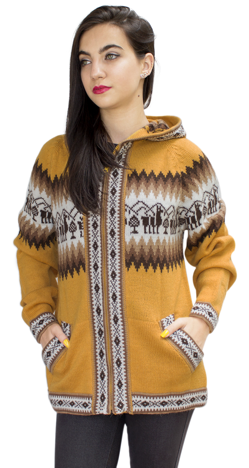 Chaqueta de punto de lana de alpaca con capucha Little Llamas suéter - Imagen 98 de 109