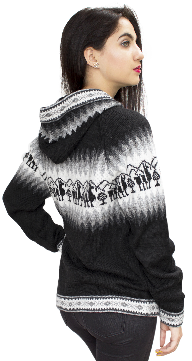 Chaqueta de punto de lana de alpaca con capucha Little Llamas suéter - Imagen 93 de 109